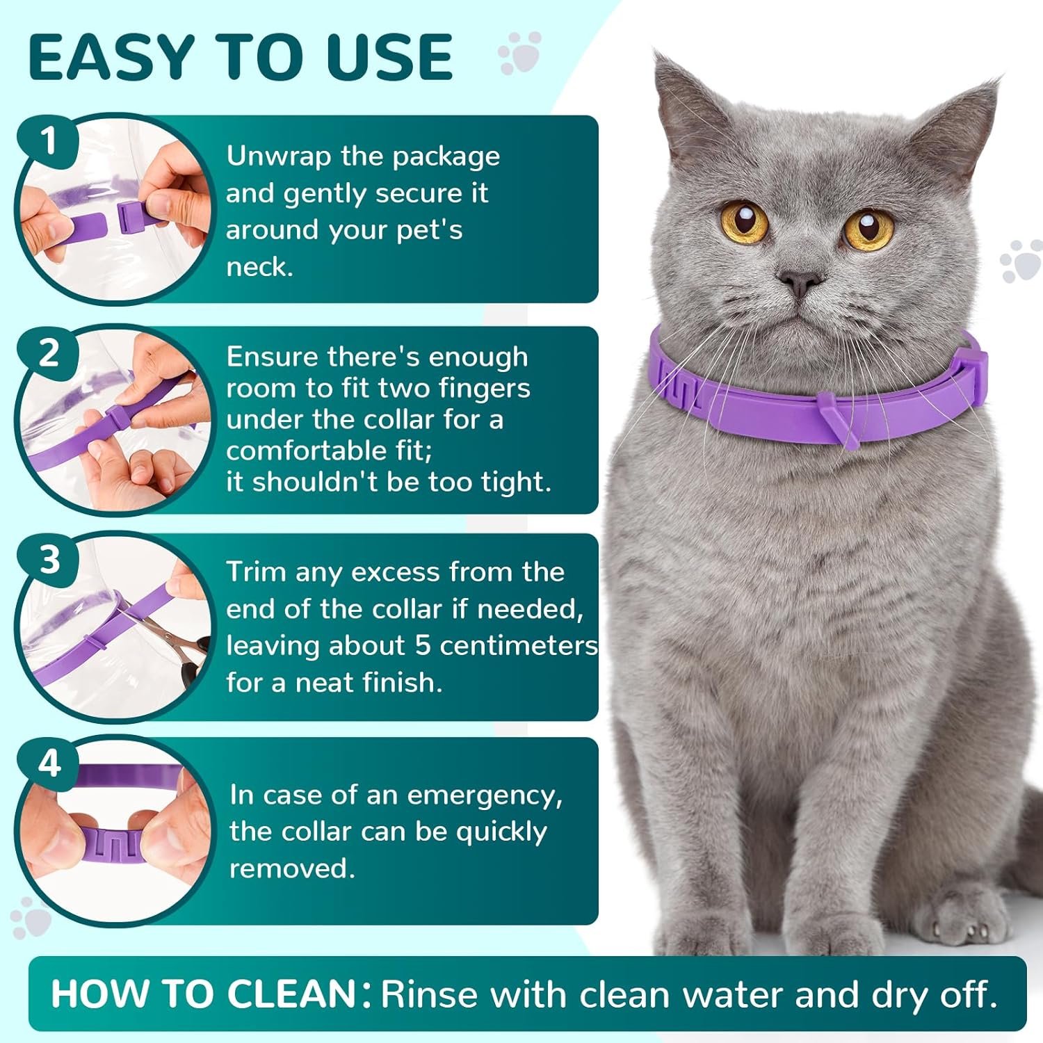 Calming Collar for Cats, Pheromone Collar for Cat Anxiety Relief, 60 Days Adjustable Waterproof TPE, Cat Calming Collars Helps Calm During Loud Noises and Separation (Grey, 1 Pack) - Image 9