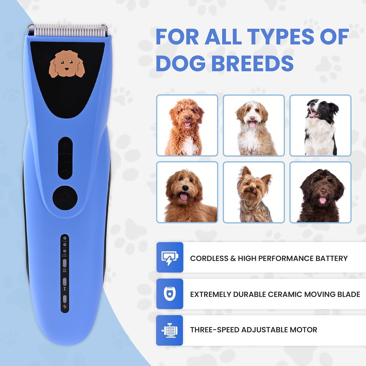 We Love Doodles Dog Clippers for Thick Coats - Powerful and Ultra Quiet Dog Trimmer for Grooming, Cordless Dog Hair Trimmer, 8 Detachable Blades Pet Clippers, Easy to Use Dog Hair Clippers - Image 7