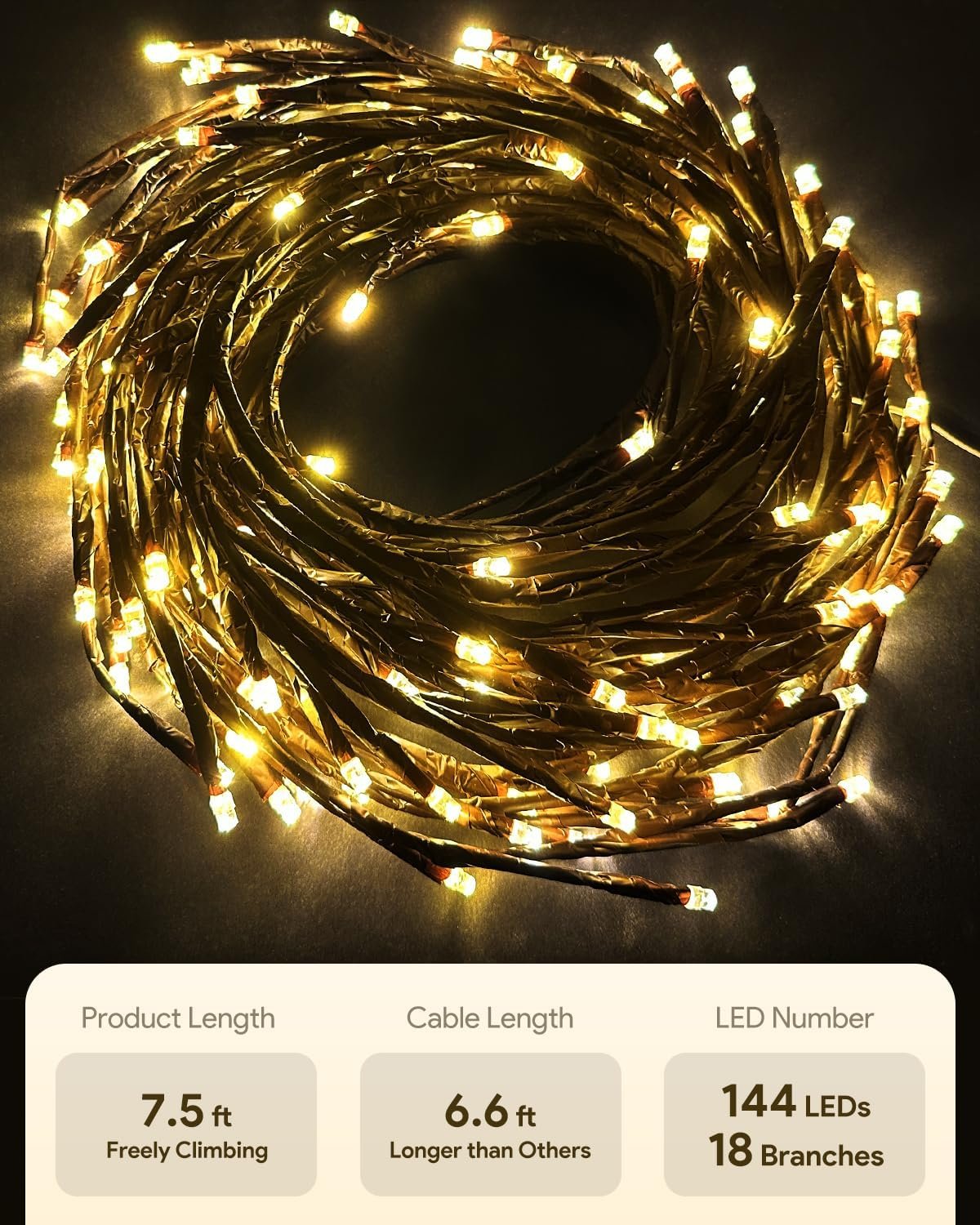 Enchanted Willow Vine Lights with Remote, Christmas Swags Decorations Indoor Room Decor, 18 Branches 144 LEDs Lighted Willow Vine Lights for Walls Bedroom Home Decor - Image 8