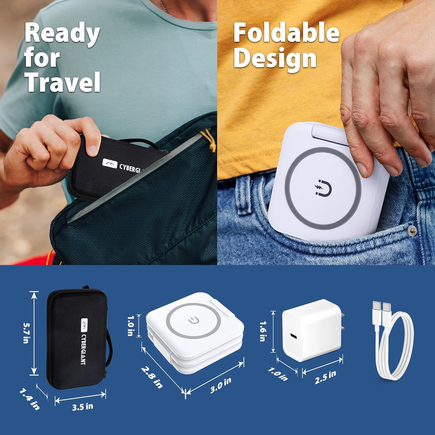 3 in 1 Apple Charging Station for iPhone Airpods Watch iWatch - Travel Charger for Multiple Devices, Portable Foldable iPhone Charging Station - Magnetic iPhone Charger with Adaptor&Case - Image 5