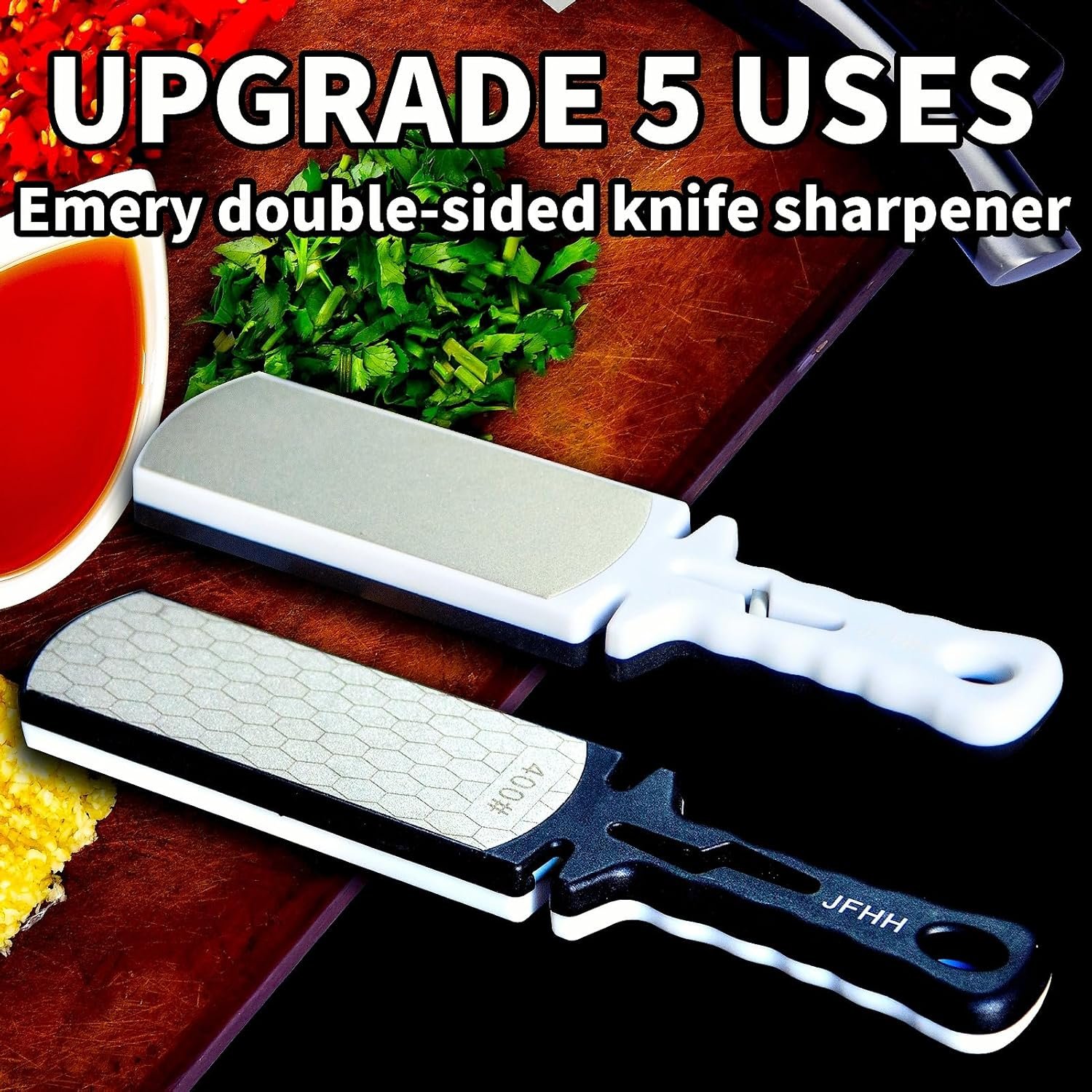Sharpening Stone 5-in-1 Sharpening Plate- Dual-Sided Design for Sharpening Chef's Knives, Paring Knives, and Scissors - Professional Kitchen Utensil to Effortlessly Hone Razor-Sharp Blades - Image 6