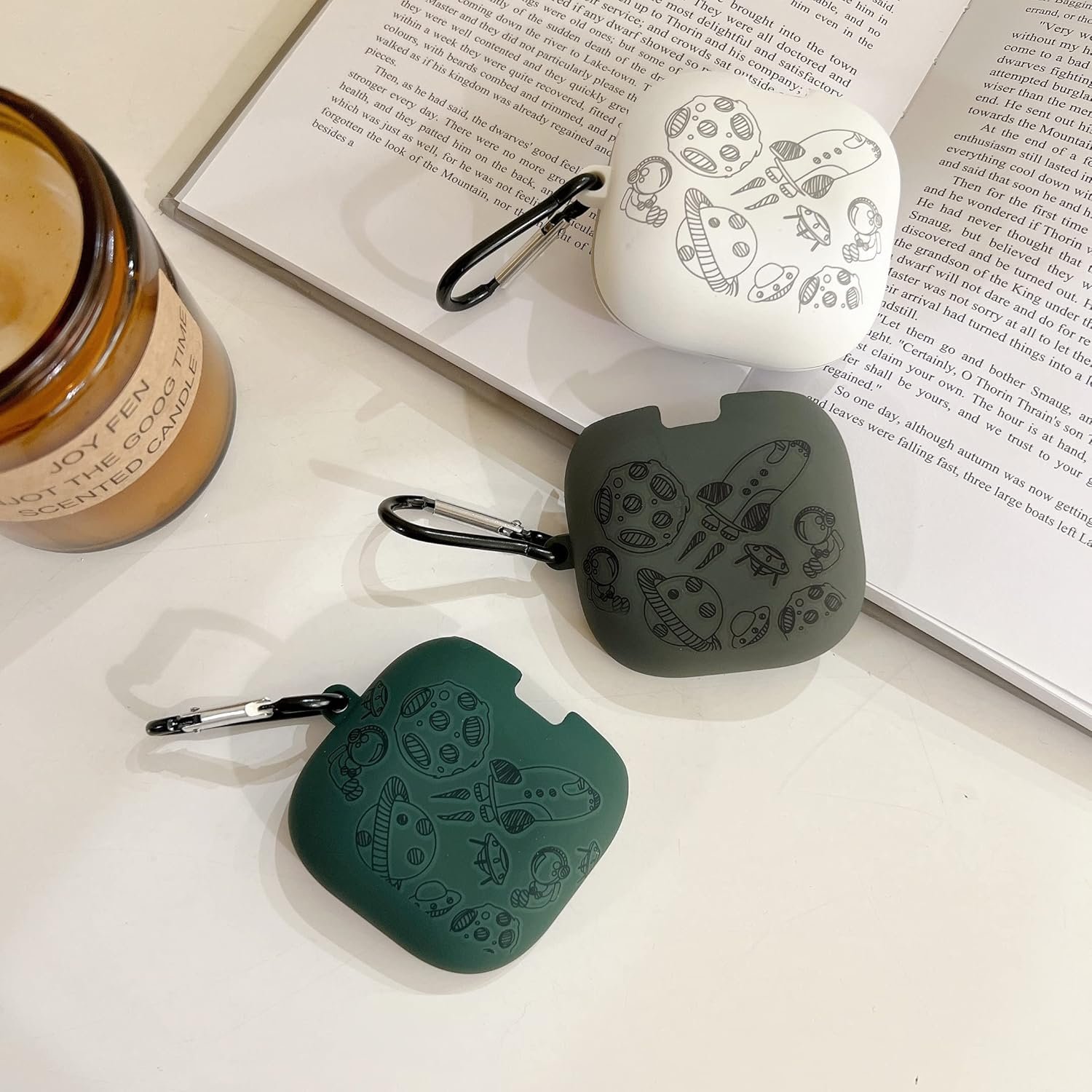 2 Pack Cute Lovely Design Astronaut Style Soft Silicone Protective Case Cover Compatible with Beats Fit Pro Earbuds, Protective Skin Sleeve with Key Chain (Moon+Meteorite) - Image 6