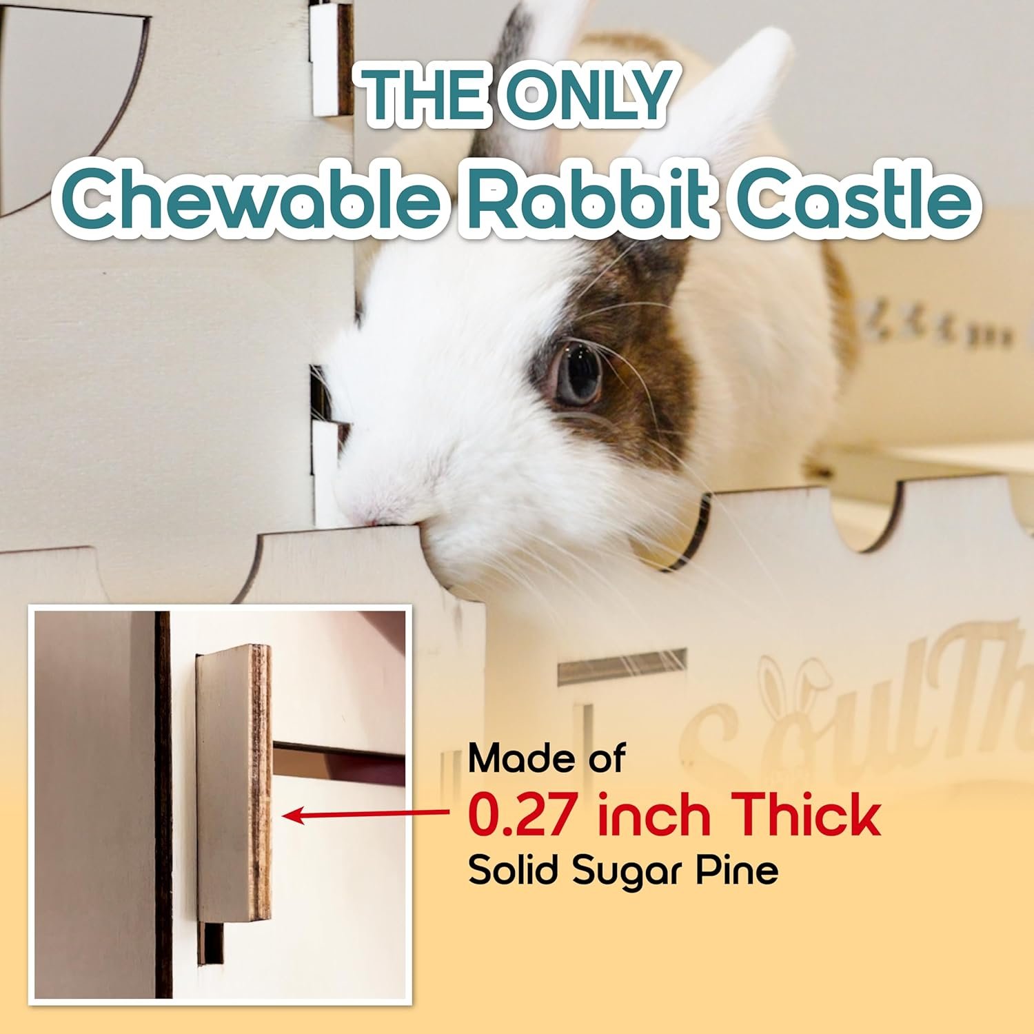 Soulthink® Extra Large Rabbit Hideout and Castle - Easy to Assemble Wooden Rabbit Houses and Hideouts with Ramps and Tunnels Bunny Castle and Rabbit House for Rabbits to Hide and Play Indoor - Image 6