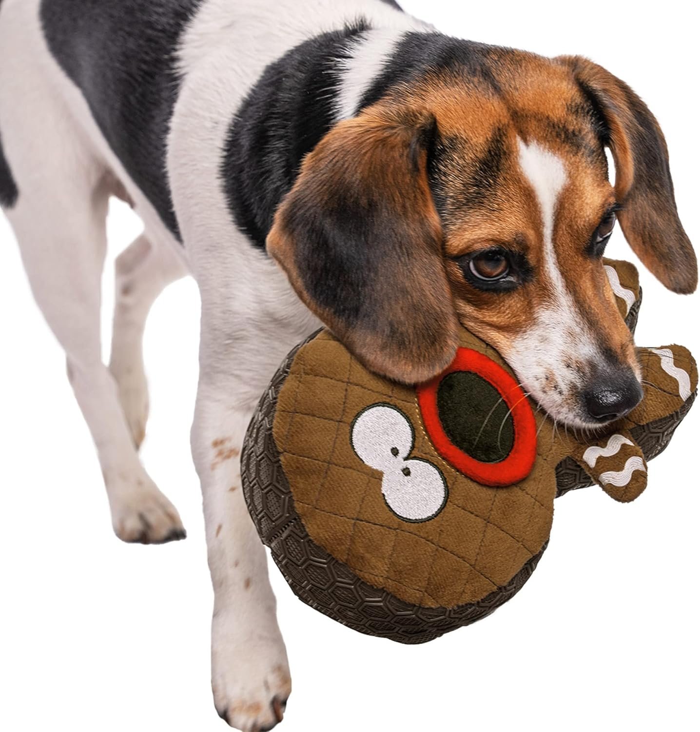 goDog Holiday Collection Mixed Materials TPE-Plush Gingerbread Man Squeaky Dog Toy, Chew Guard Technology - Brown, One Size - Image 3