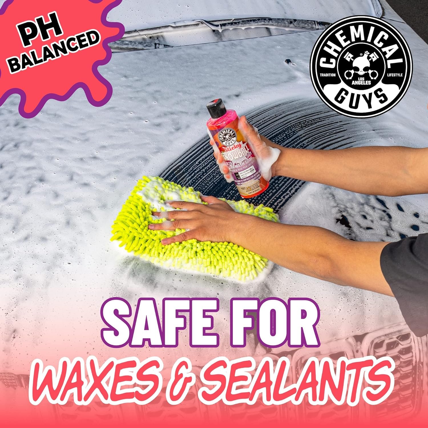 Chemical Guys CWS21564 Sticky Snowball Ultra Snow Foam Car Wash Soap (for Foam Cannons, Foam Guns or Bucket Washes) for Cars, Trucks, Motorcycles, RVs & More 64 fl oz (Half Gallon) Cherry Scent - Image 4