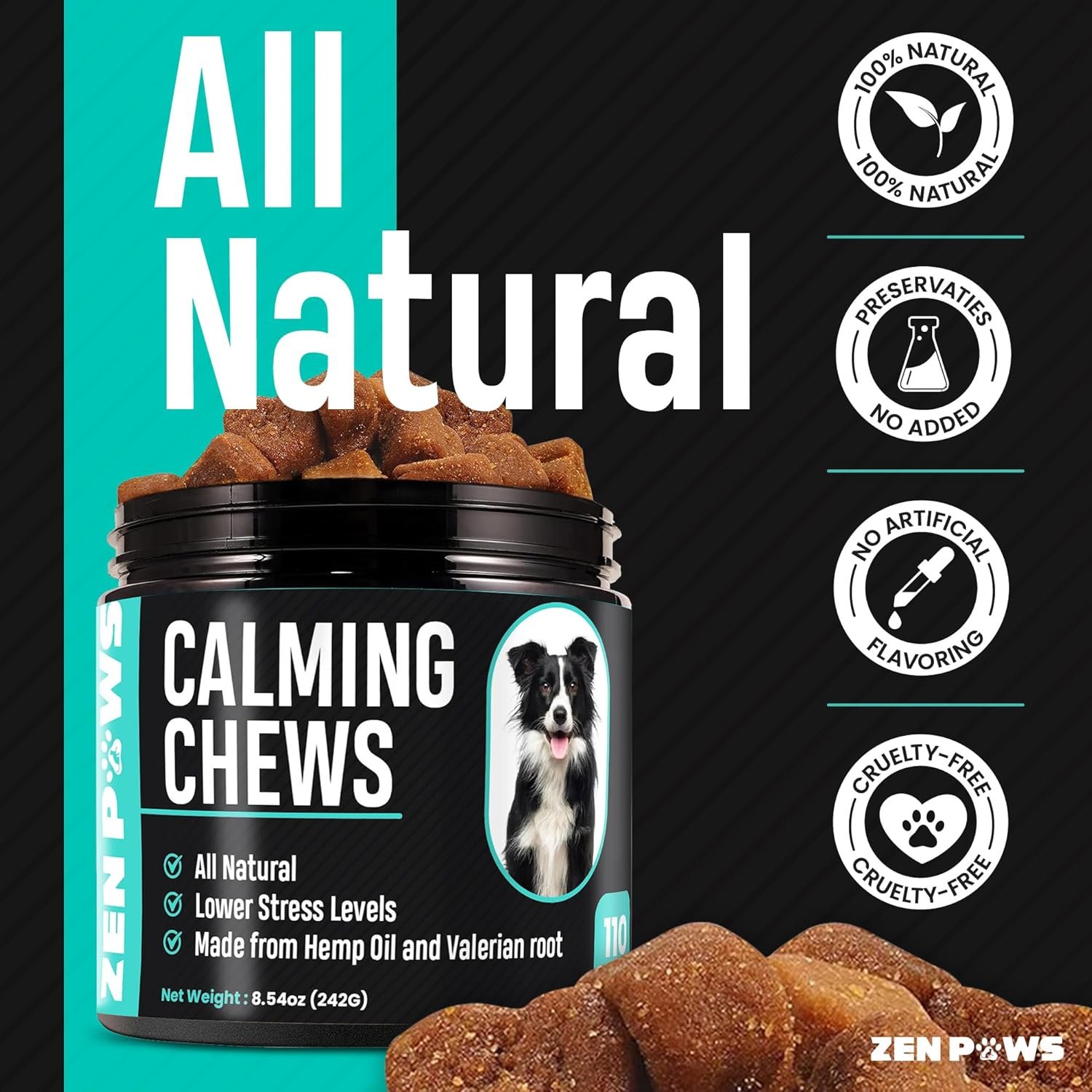 Hemp Calming Chews for Dogs with Anxiety and Stress - Dog Calming Treats - Dog Anxiety Relief - Storms, Barking, Separation - Valerian - Hemp Oil - Calming Treats for Dog - Image 5