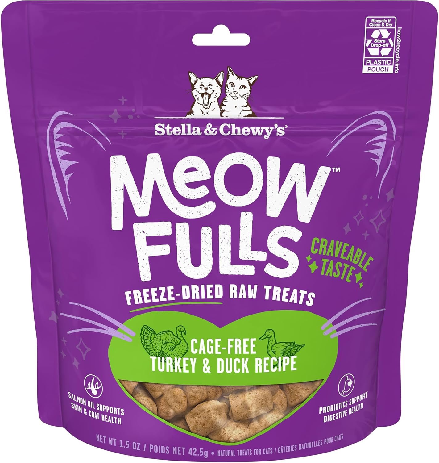 Stella & Chewy's Meowfulls Freeze Dried Cat Treats Turkey & Duck Recipe, 1.5 oz Bag - Image 2