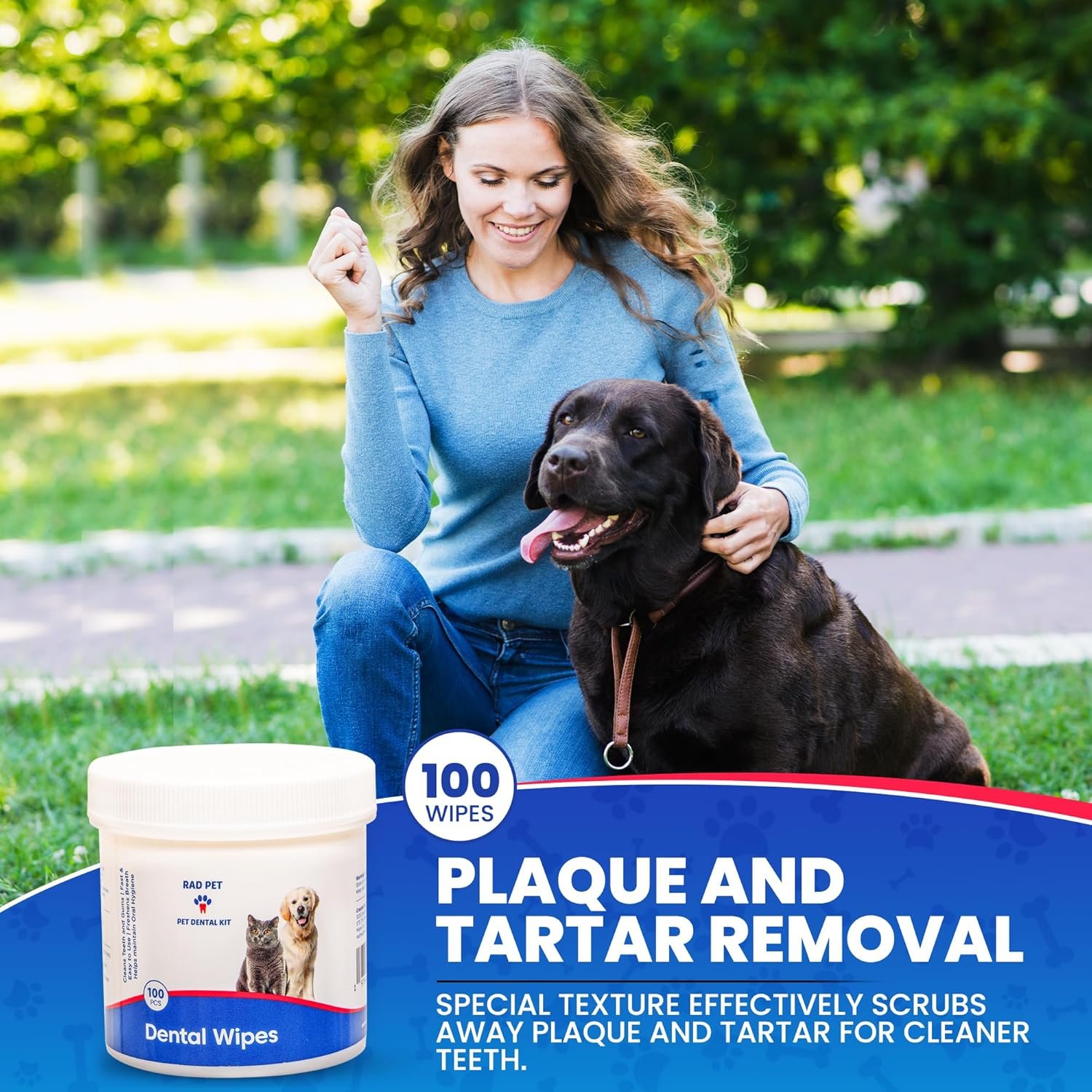 Rad Health Inc Fresh Breath No Brushing Clean Teeth Dental & Oral Care Dental Wipes for Dogs, 100ct - Teeth Cleaning Wipes - Helps Wipe Away Plaque & Tartar - Freshens Breath - No Brushing Required - Image 7
