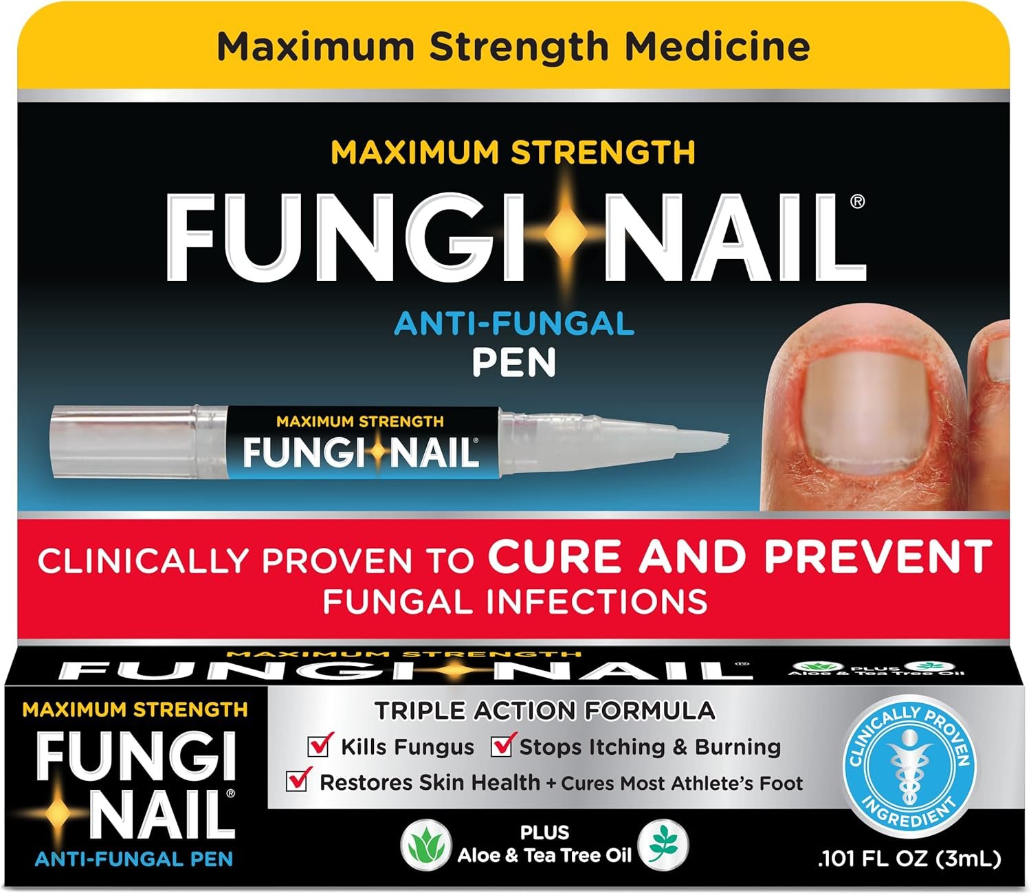 Fungi-Nail Pen Applicator Anti-Fungal Solution, Kills Fungus That Can Lead to Nail & Athlete’s Foot with Tolnaftate & Clinically Proven to Cure and Prevent Fungal Infections, 0.101 Fl Oz (Pack of 1) - Image 2