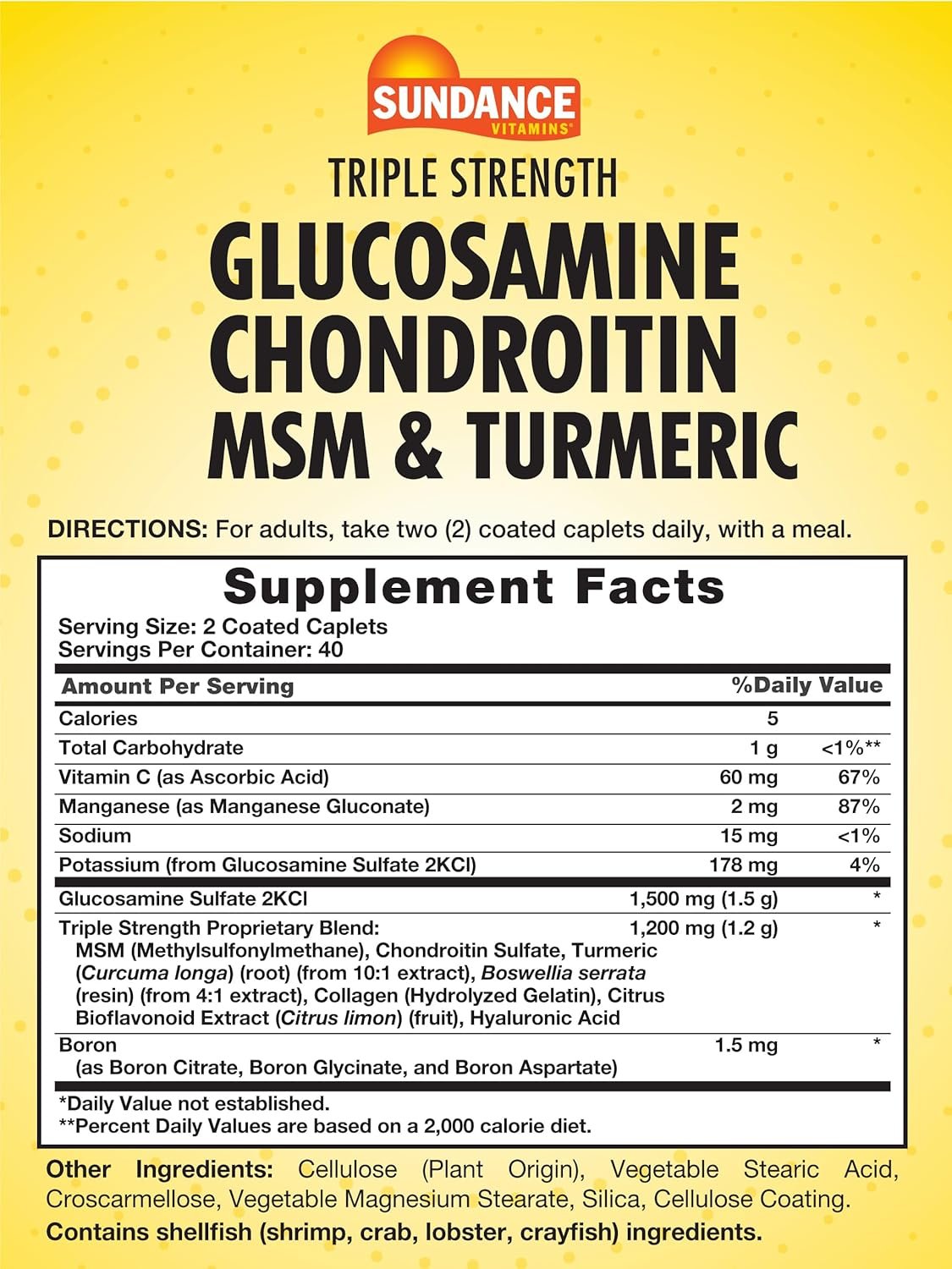 Sundance Glucosamine Chondroitin with MSM and Turmeric | 80 Caplets | Triple Strength Formula | Non-GMO and Gluten Free Supplement - Image 3