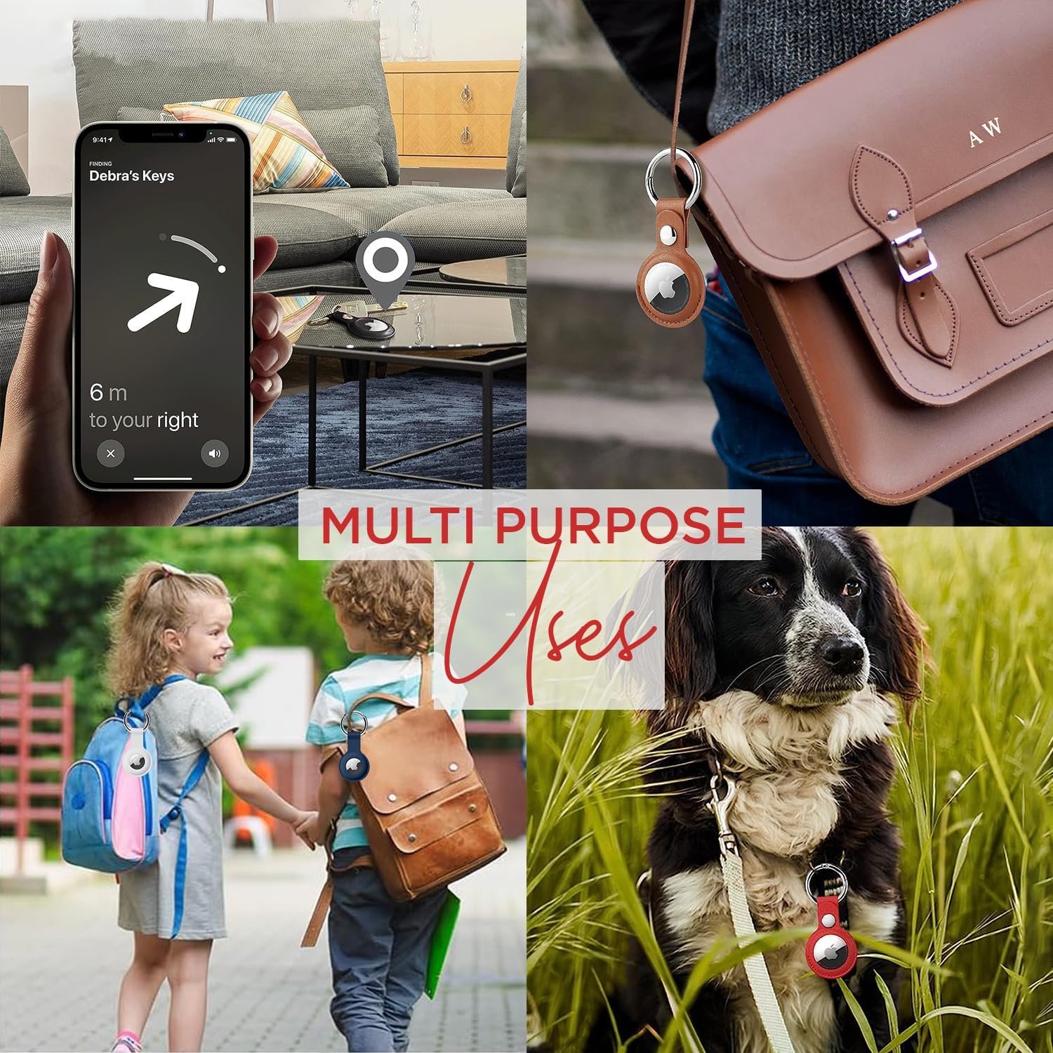 Apple Airtag 8 Pack - Washable, Stylish 4 Leather & 4 Silicone Premium Holders with Protective Films | AirTag Holder Keychain for Easy Attachment | Airtag Cases for Ultimate Style and Protection - Image 7