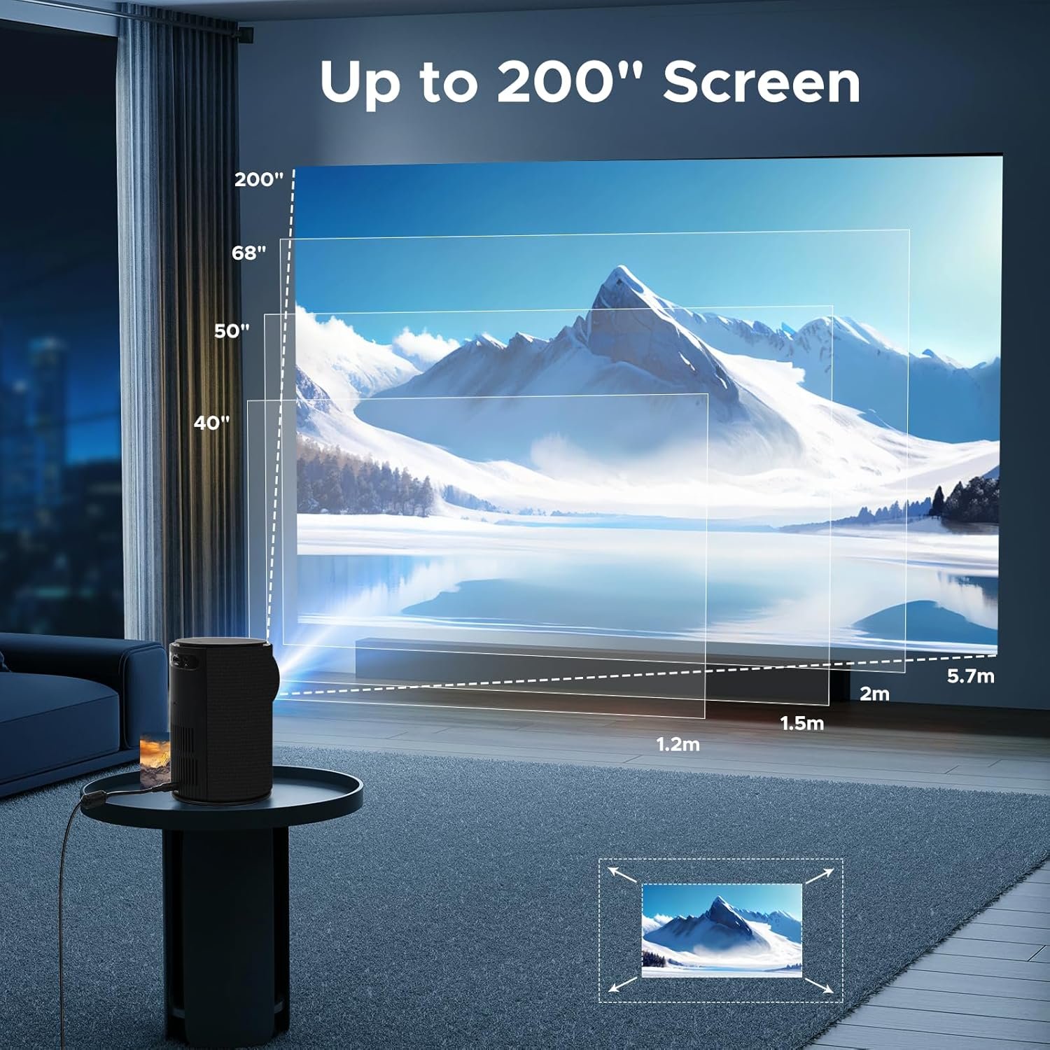 Walnutt Projector with Wifi and Bluetooth, Portable Mini Movie Projector with Electric Focus Auto Keystone, Outdoor Smart Projector Support HD 1080P Compatible with Phone TV Stick HDMI, Cool Gifts. - Image 6