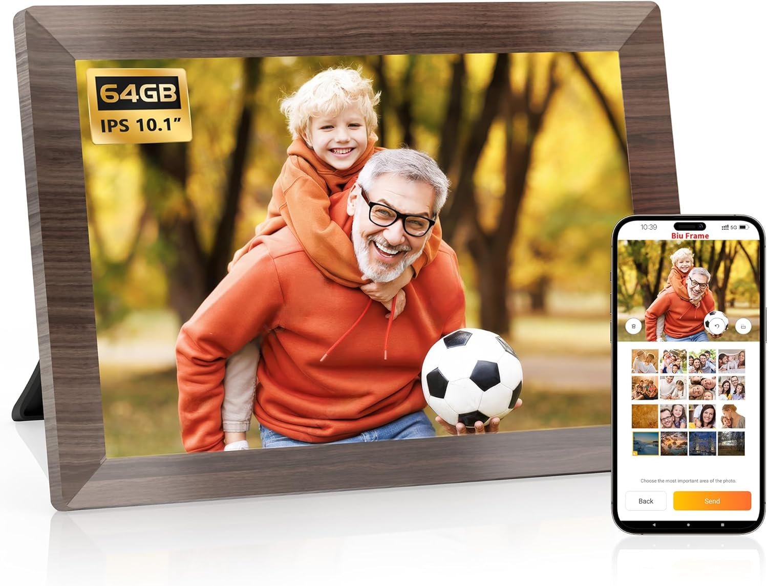 10.1 Inch Smart Digital Picture Frame,1280x800 HD IPS Touch Screen,64GB Large Storage,2GB RAM, WiFi Digital Photo Frame Load from Phone, Motion Sensor, Auto-Rotate, Digital Frame - Image 2