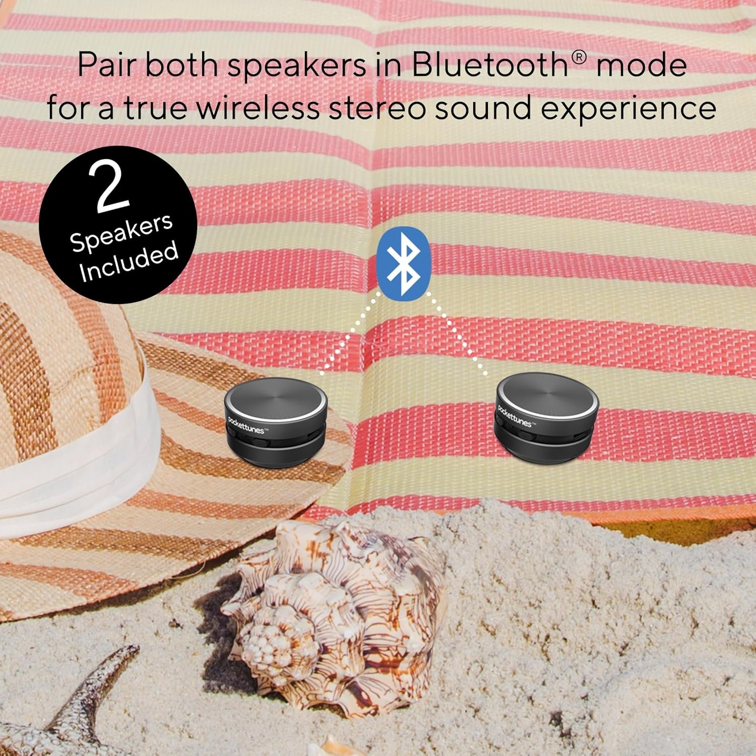 Bluetooth Speaker, Bone Conduction Portable Wireless Speaker with Louder Volume, Crystal Clear Sound, Rich Bass, Mini Music Player for Home, Outdoor, Party Pack of 2 (Black) - Image 5