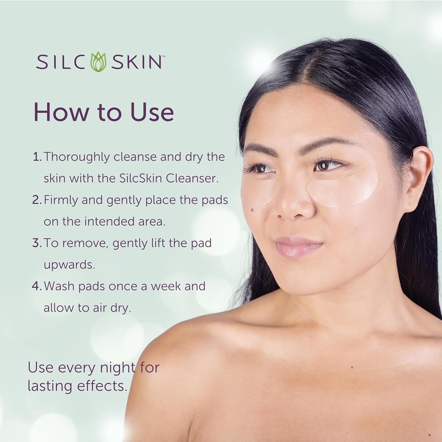 SilcSkin Silicone Eye Pads - Reusable Overnight Eye Patches, Medical-grade Silicone for Fine Lines, Crepey Skin, and Puffiness - 60 Day Supply - Image 6