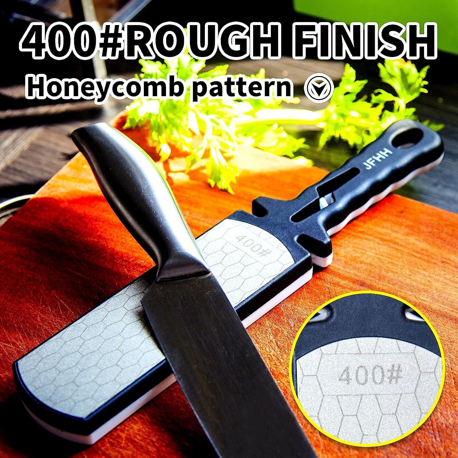 Sharpening Stone 5-in-1 Sharpening Plate- Dual-Sided Design for Sharpening Chef's Knives, Paring Knives, and Scissors - Professional Kitchen Utensil to Effortlessly Hone Razor-Sharp Blades - Image 5