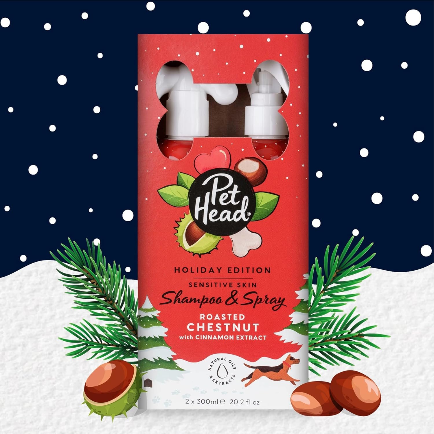 PET HEAD Holiday Edition Dog Shampoo and Spray Set 10.1 fl. oz. Each, Roasted Chestnut with Cinnamon Scent, Shampoo for Dogs with Sensitive Skin, Gentle Formula for Puppies. Made in USA - Image 4