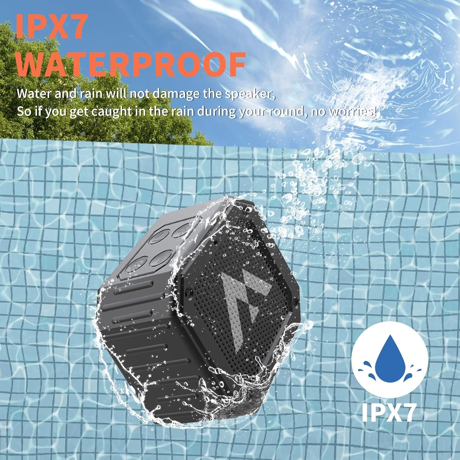 Magnetic Golf Speaker with Storage Case, IPX7 Portable Golf Cart Speaker 24H Playtime, 18W Loud Stereo Sound Magnetic Bluetooth Speaker for Golf Cart Accessories, Golf Gifts for Men - Image 3