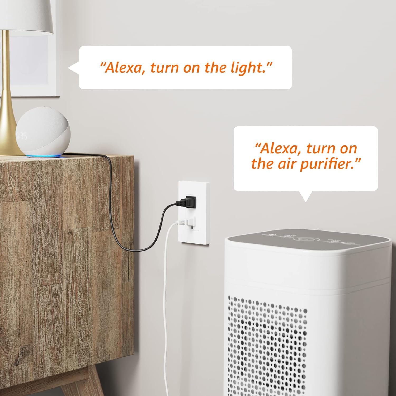 Amazon Basics - Smart In-Wall Outlet, Works with Alexa Only, 2.4 GHz Wi-Fi, No Hub Required, 2.78 x 1.83 x 4.55 inches, White - Image 3