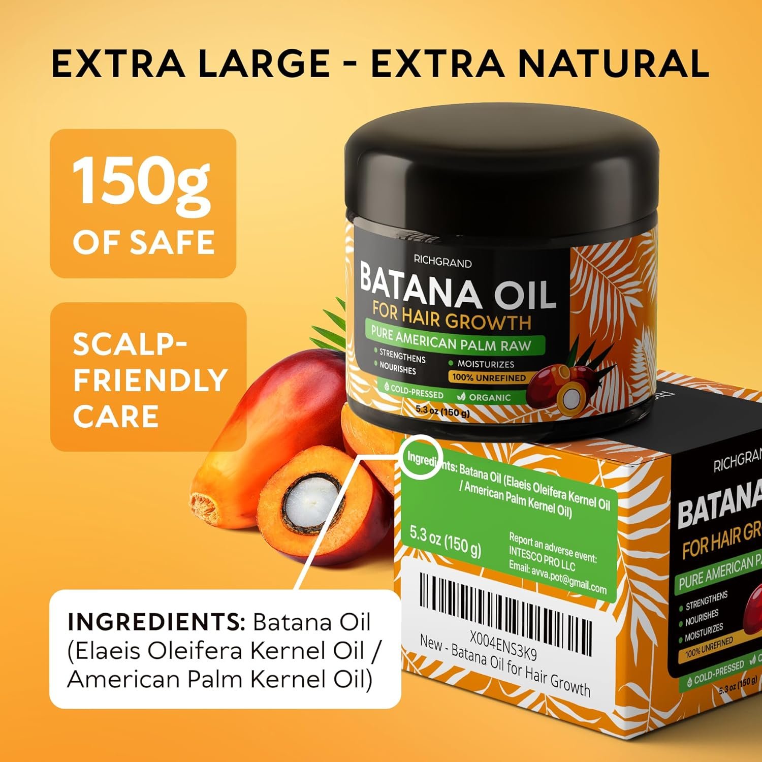 Batana Oil for Hair Growth - 100% Raw & Organic Cold-Pressed Batana Oil - Pure Unrefined Batana Hair Mask for Men & Women - Strengthens Hair, Prevents Loss, Repairs Split Ends - 5.3 Fl Oz - Image 10