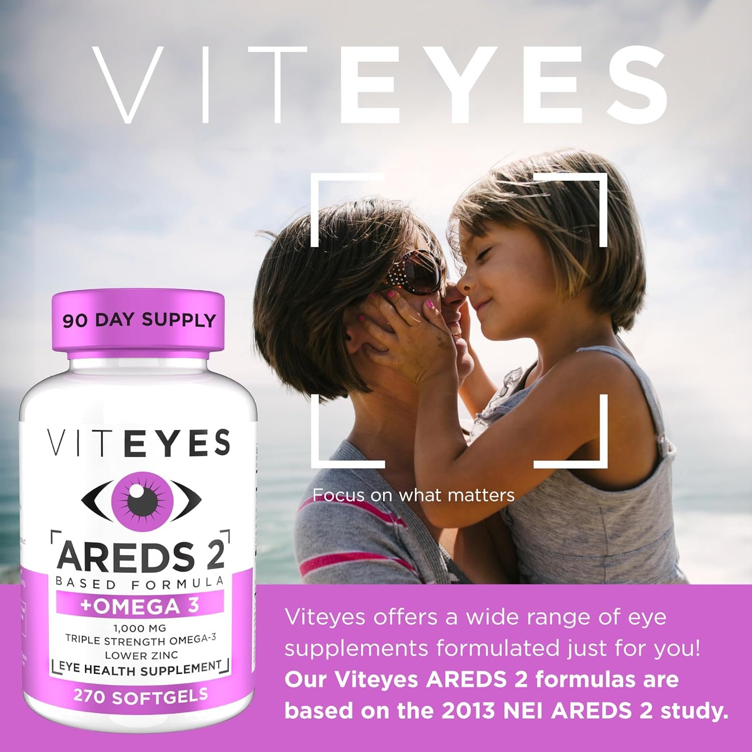 Viteyes AREDS 2 + Omega-3 Macular Support Softgels, Plus Triple Strength Omega-3 (650 mg EPA, 350 mg DHA) for Heart Health & Eye Health, Eye Vitamins, Vision Supplement, 270 Softgels - Image 3