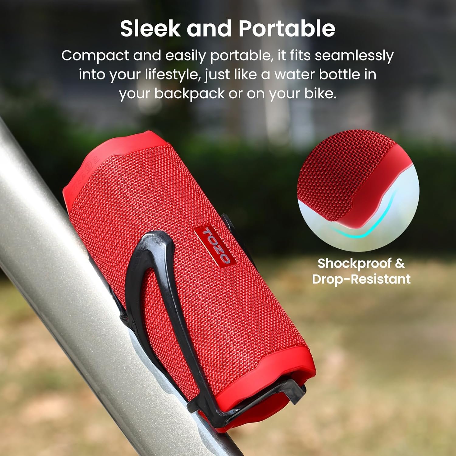 TOZO PA2 Bluetooth Speaker with Dual Drivers & Dual Bass Diaphragms, Deep Bass Loud Stereo Sound, 25H Playtime, Custom EQ App Portable Wireless Speaker for Home Outdoors Travel Red - Image 9