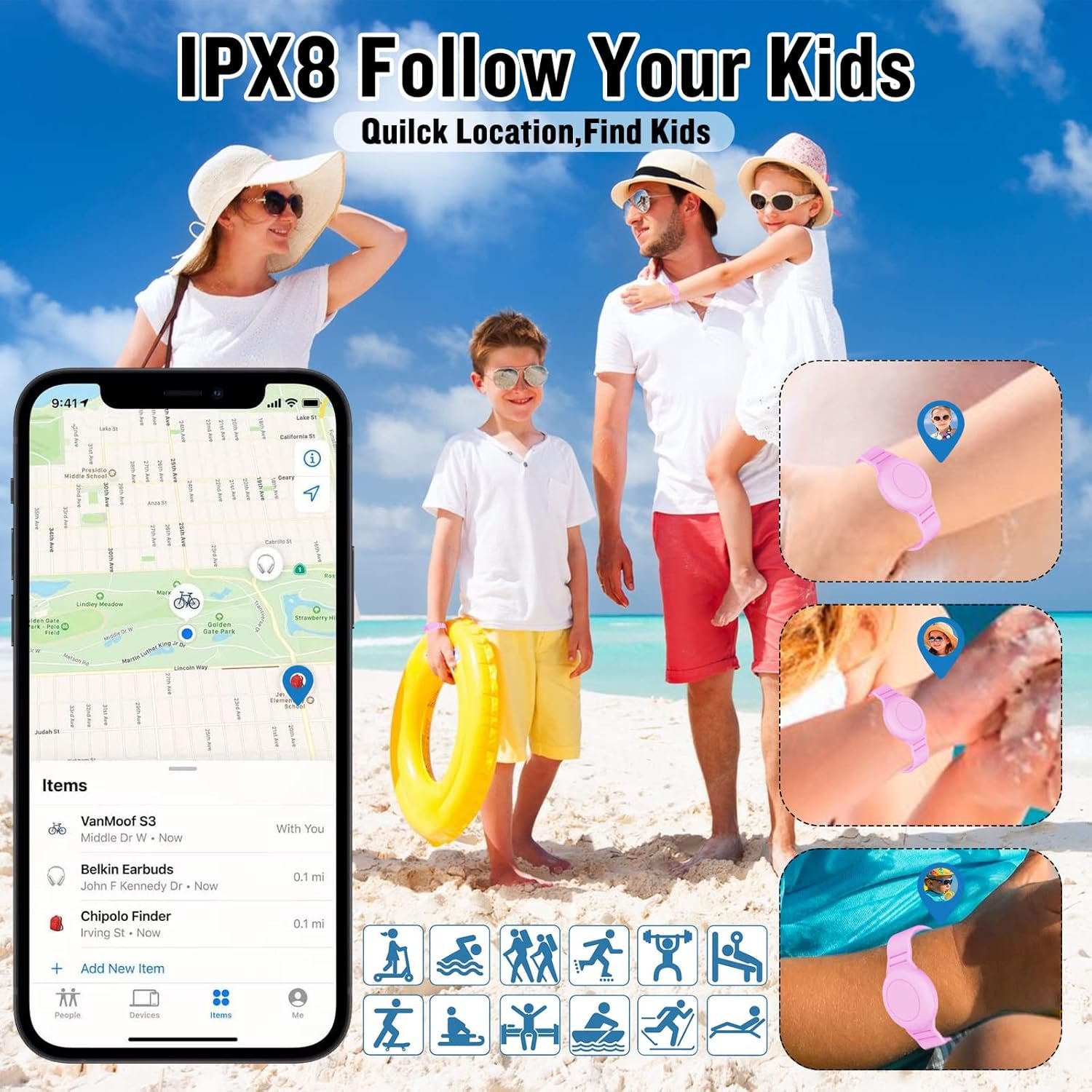 4 Pack Waterproof AirTag Bracelet for Kids, Hidden Silicone Wristband for AirTag, GPS Tracker Case for Air Tag Holder Strap Band for Child Toddler, Secure Anti-Loss Protection - Image 5