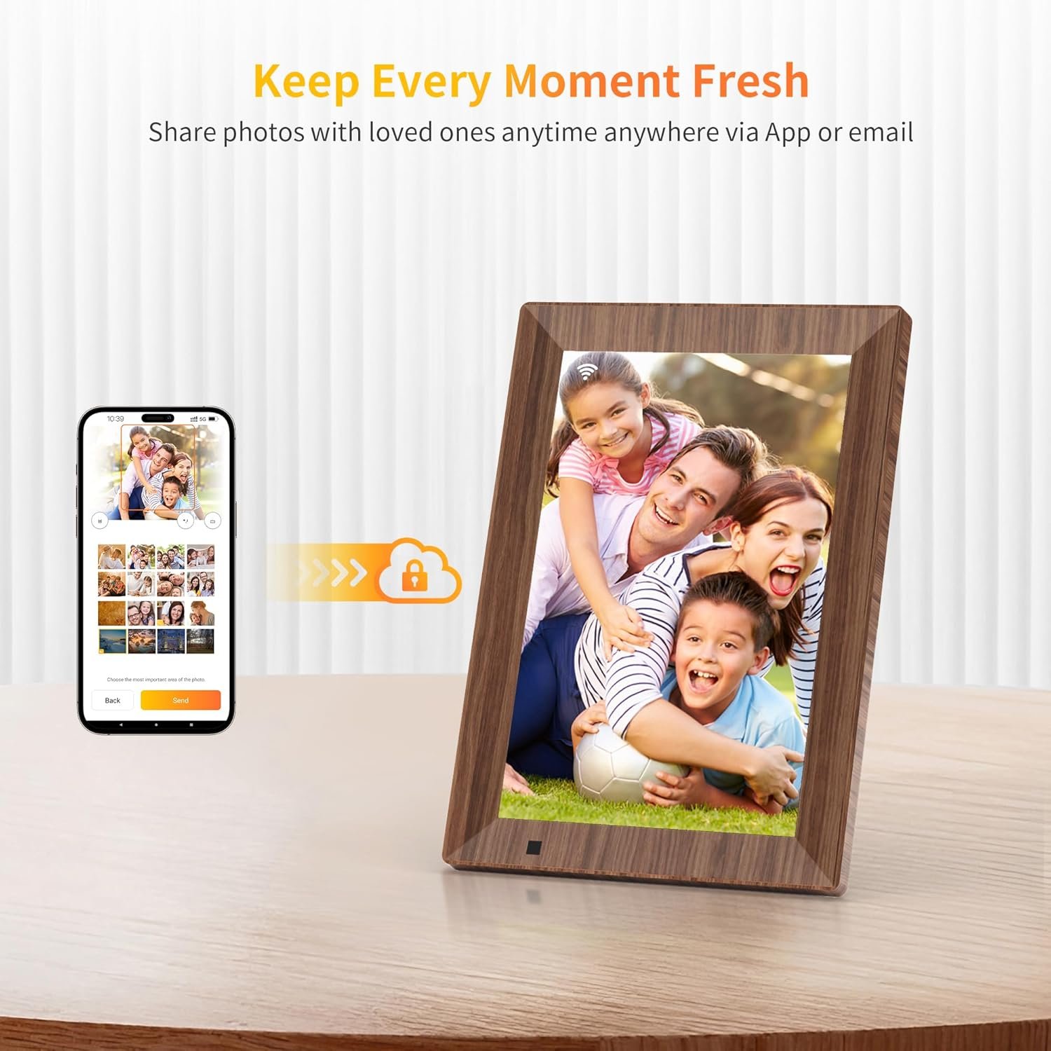 10.1 Inch Smart Digital Picture Frame,1280x800 HD IPS Touch Screen,64GB Large Storage,2GB RAM, WiFi Digital Photo Frame Load from Phone, Motion Sensor, Auto-Rotate, Digital Frame - Image 9