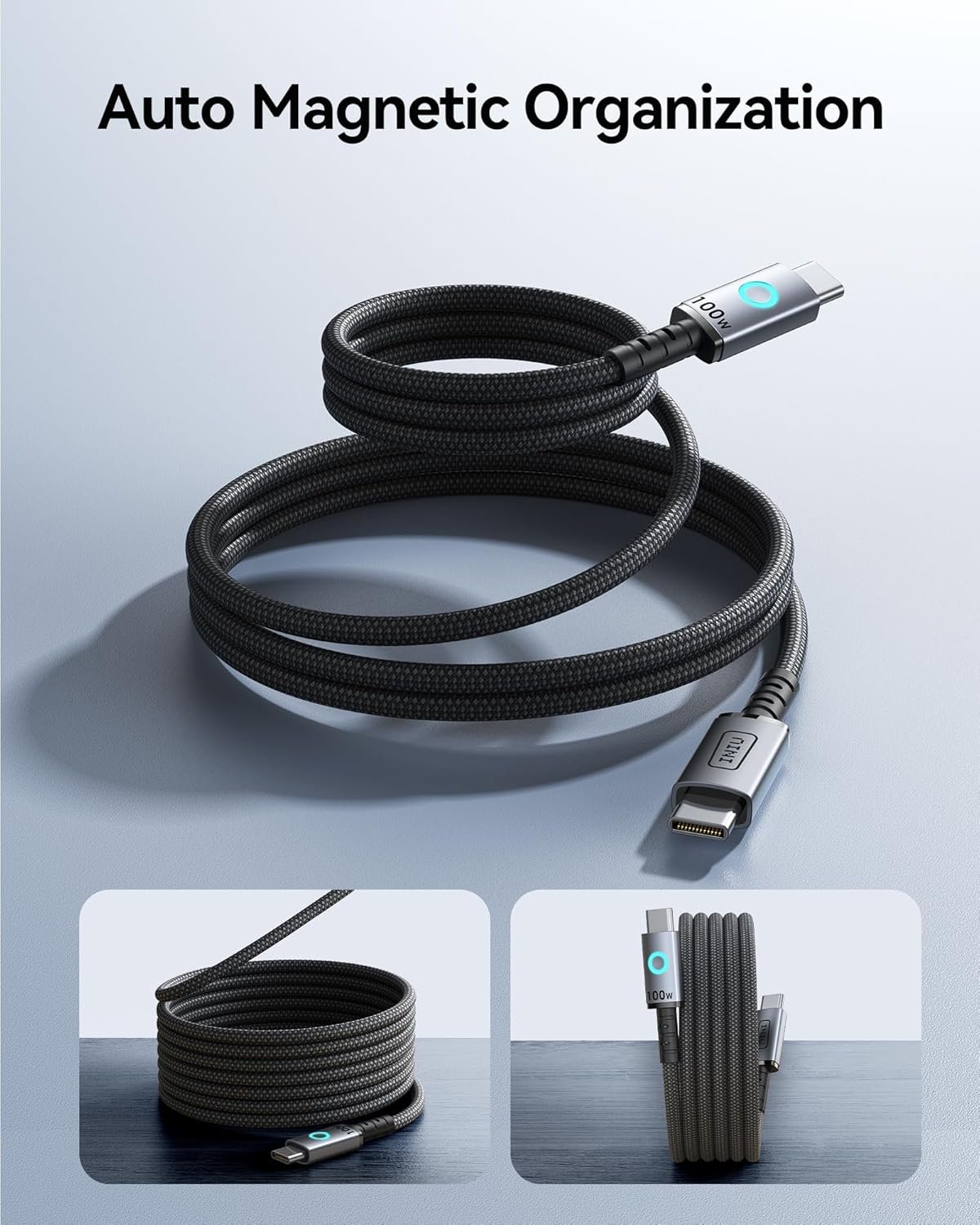 INIU Magnetic USB C to USB C Cable, 100W USB C to C Fast Charging Cable, Braided Type C Charger Cable USB C Cord. - Image 5