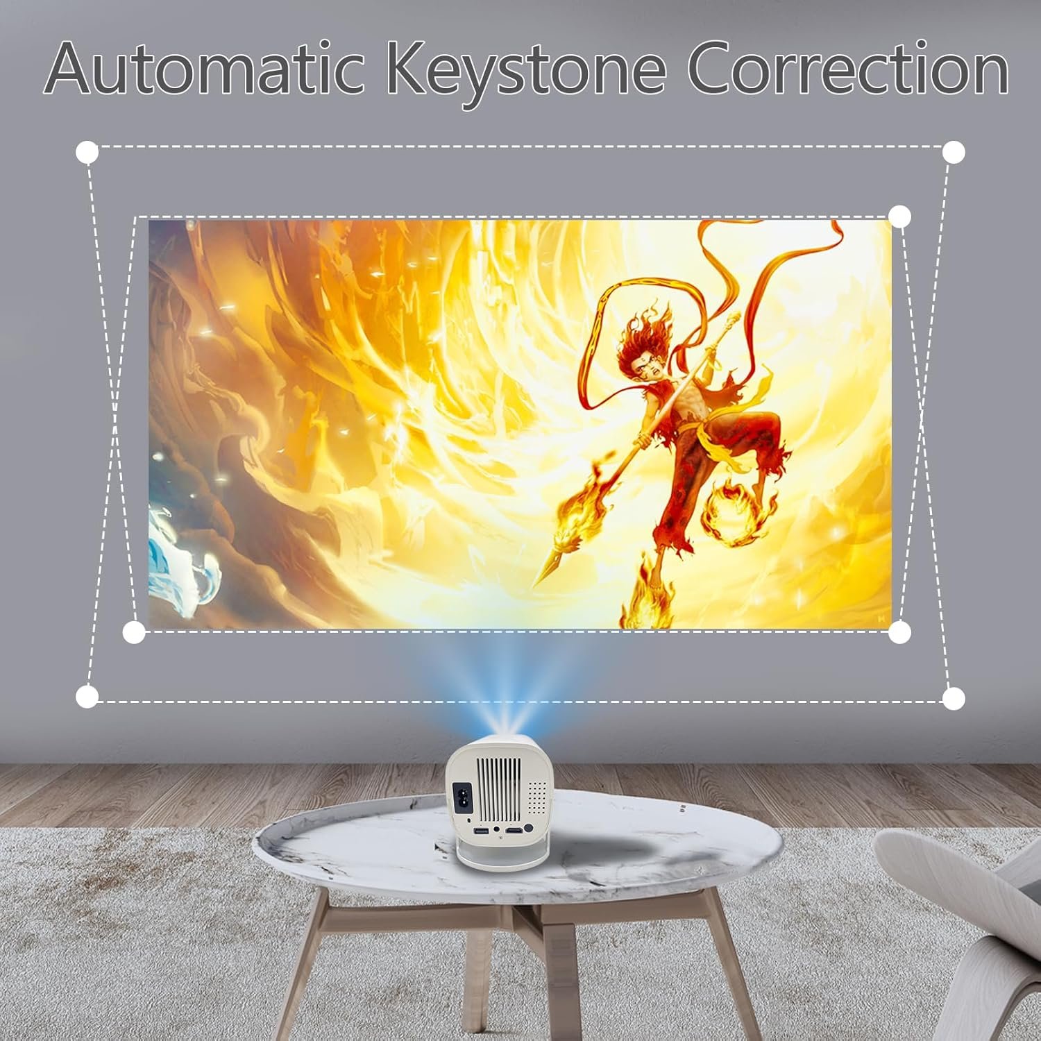 180 ° adjustable bracket with WiF mini projector, supporting outdoor portable movie projector, automatic button calibration suitable for mobile phones/TV sticks/laptops (E100) - Image 4