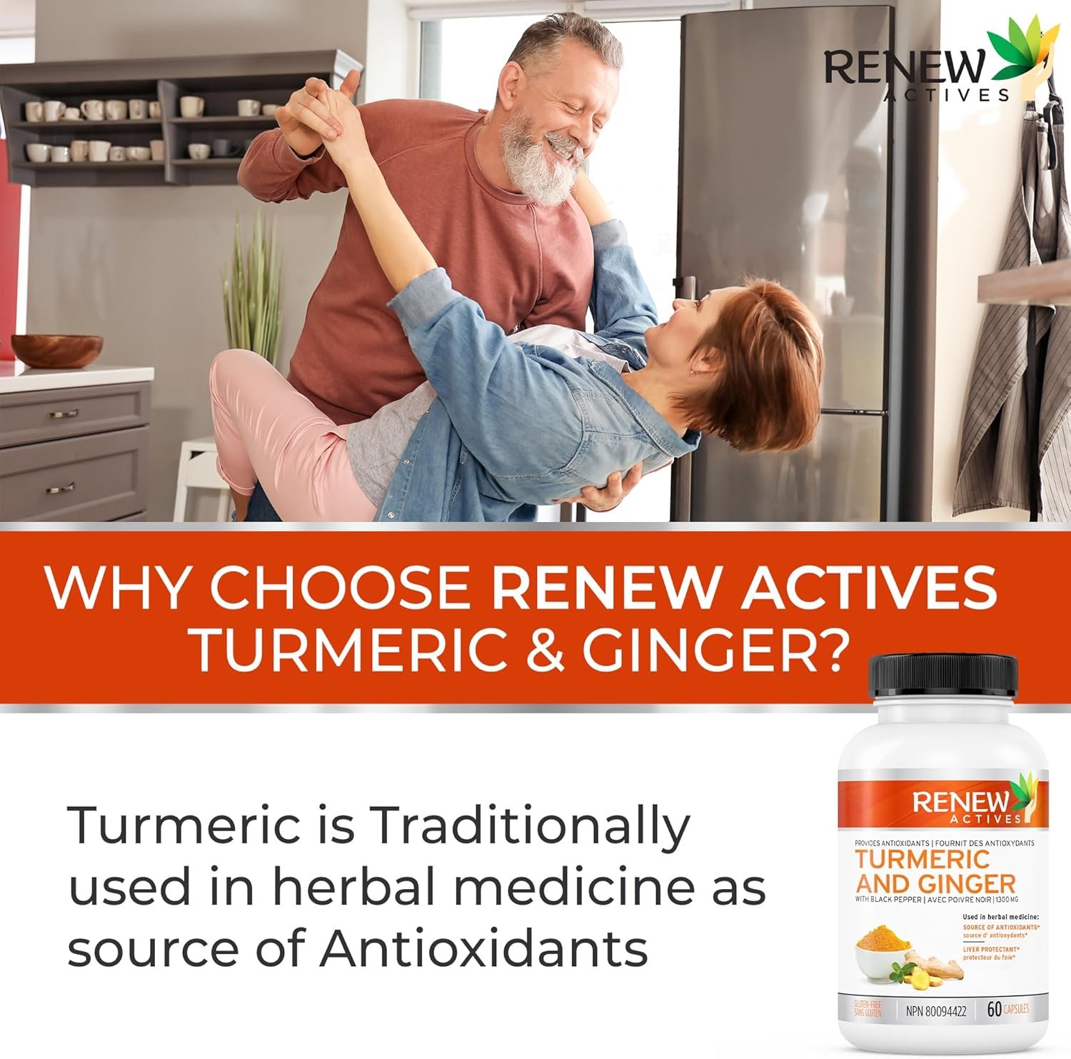 Renew Actives Ginger Turmeric Curcumin Capsules - Potent Antioxidant with Bioperine & Black Pepper Blend for Digestive & Liver Health - Easy-to-Swallow Capsules - 60 Vegan Capsules - Image 4