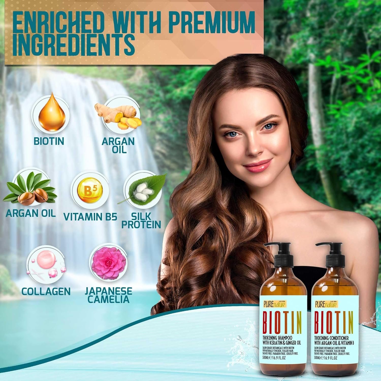 Biotin Shampoo and Conditioner Set - Volume Boosting Formula for Men and Women to Help Thinning Hair - Sulfate and Paraben Free with Thickening Properties - Volumizing Products to Improve Fullness - Image 6