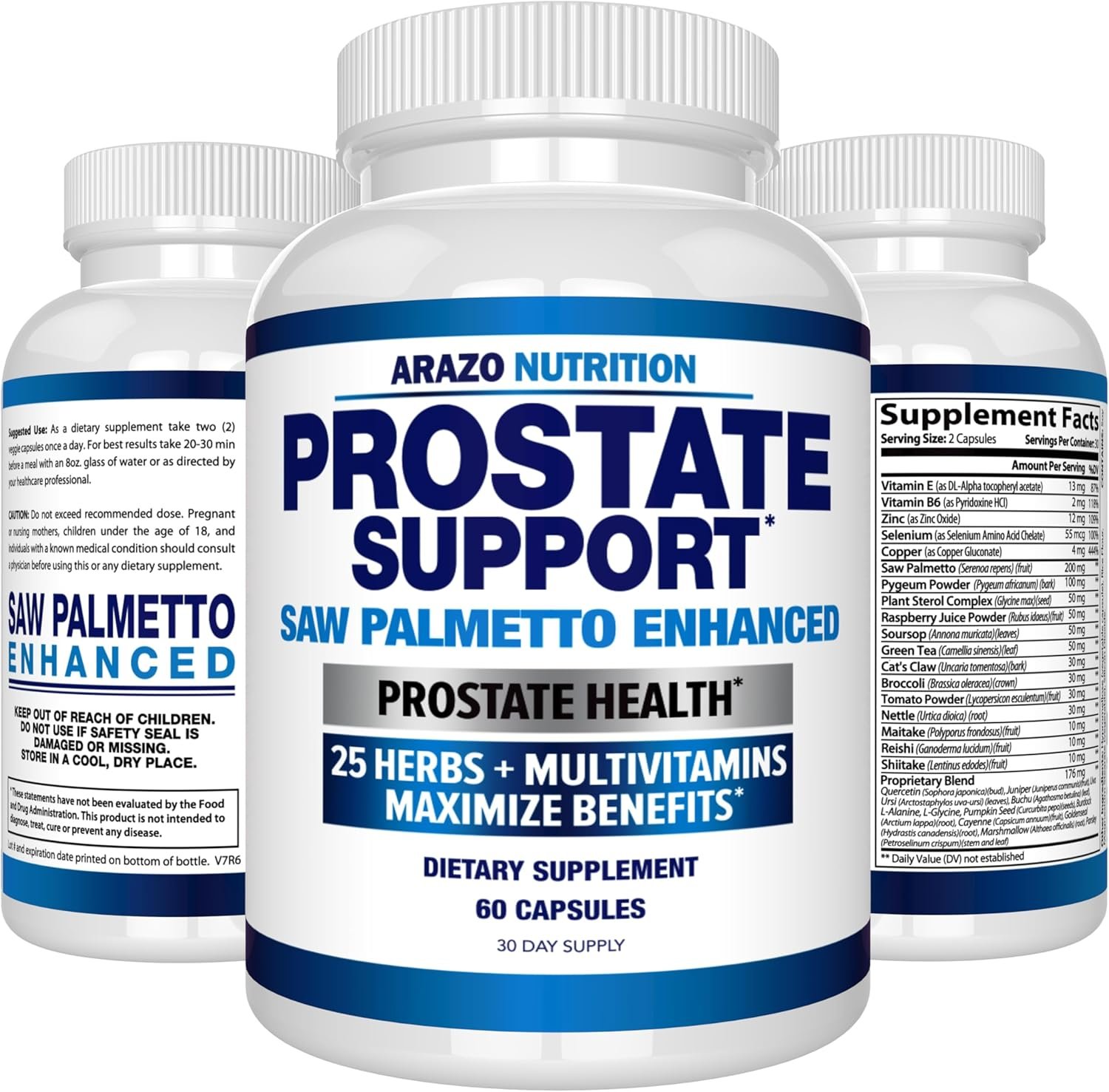 Arazo Nutrition Prostate Supplement - Saw Palmetto + 25 Herbs - Reduce Frequent Urination, Reduce Hair Loss, Support Stamina – Single Homeopathic Herbal Extract Health Supplements - Capsule or Pill - Image 8