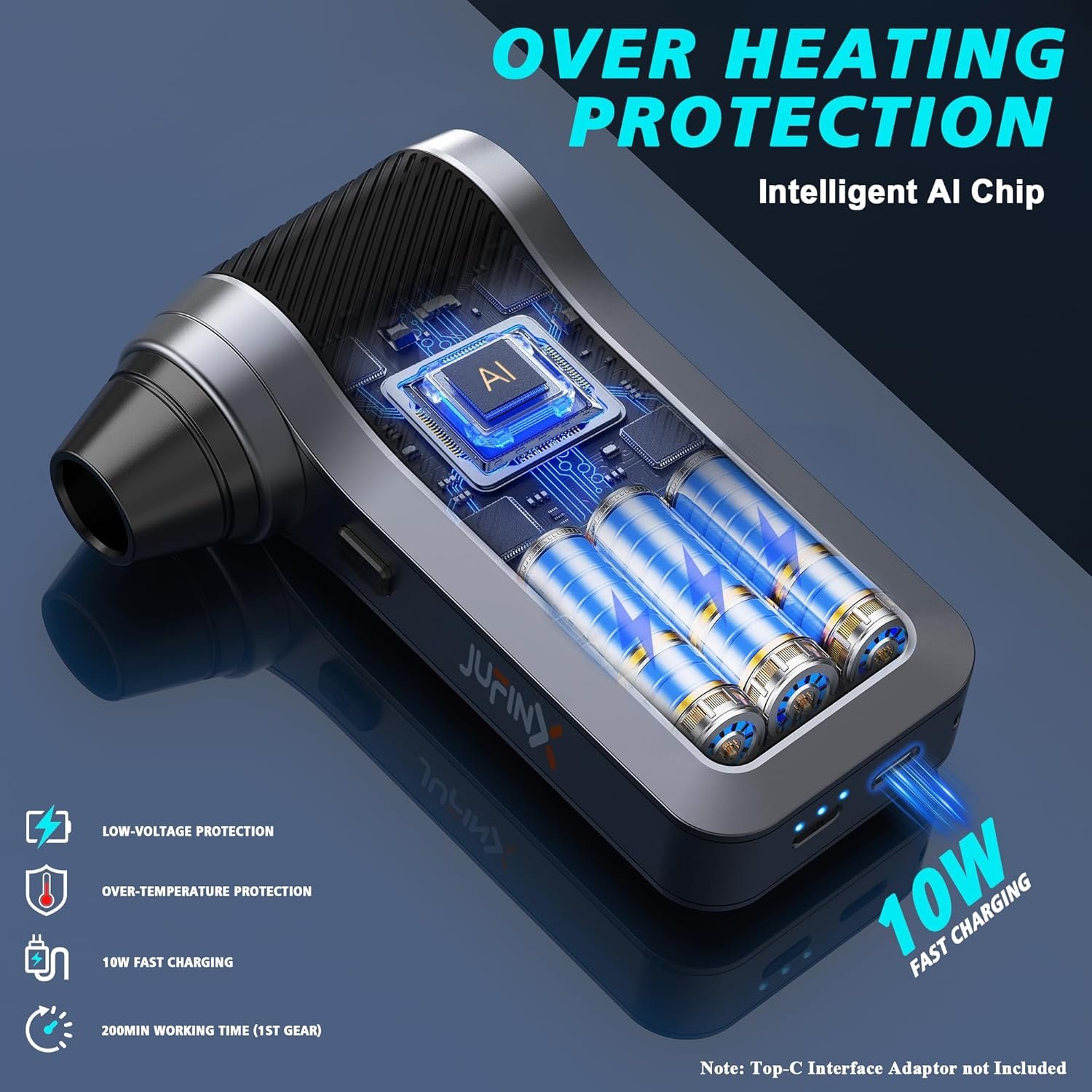 Compressed Air Duster for Man, 130000RPM Electric Air Duster - 4 in 1 Air Duster with Brushless Motor,3Gear Speeds,3pc Backup Air Nozzles,Compressed Air for Keyboard,Car Cleaning,Gifts for Men - Image 5