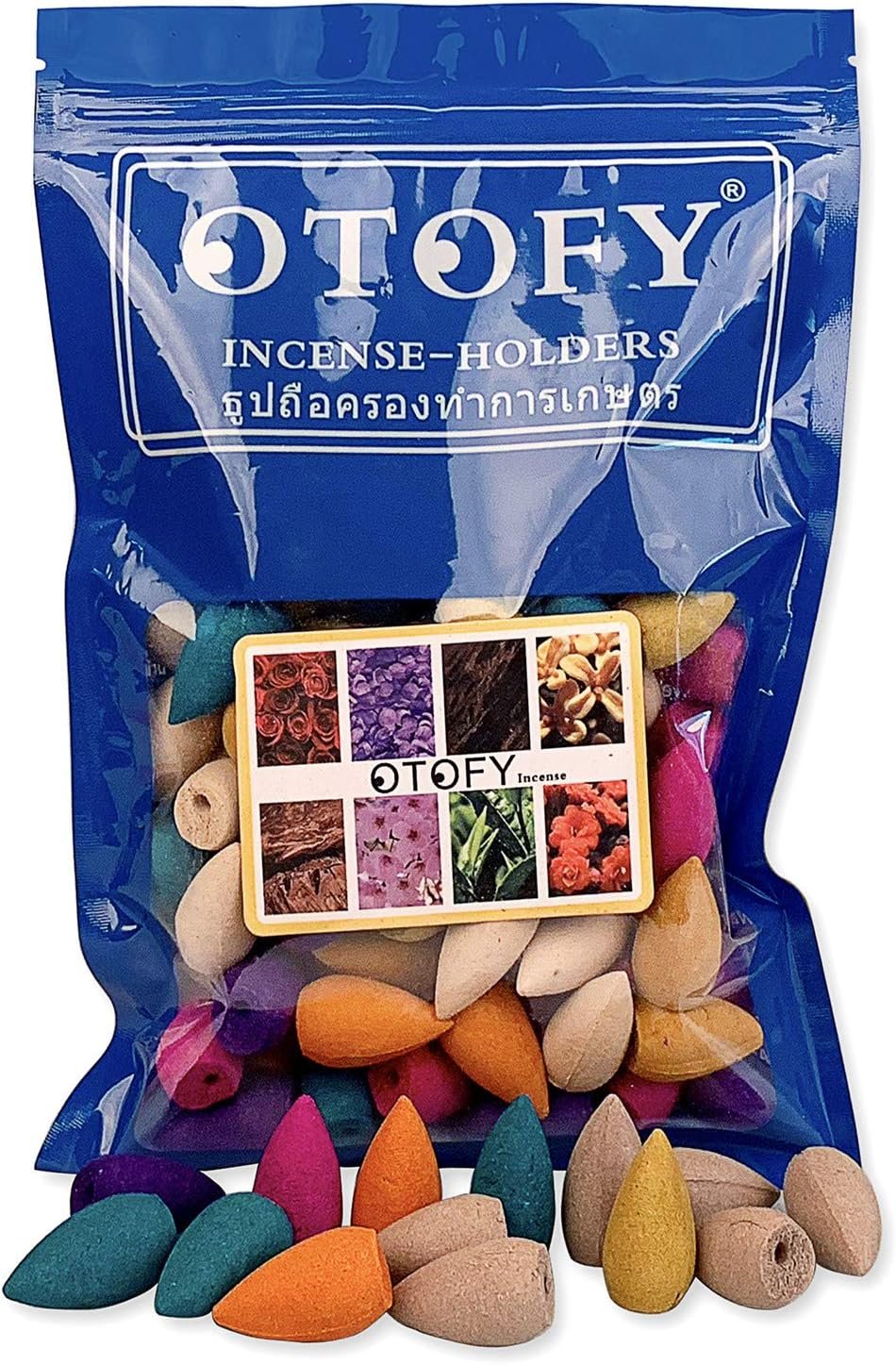 120 PCS Backflow Waterfal Incense Cones, 8 Mixed Natural Scents India Incense Osmanthus Jasmine Tulip Lavender Sandalwood Rose Incense Cone for Backflow Incense Burner Holders (120 Incense/Bag) - Image 2