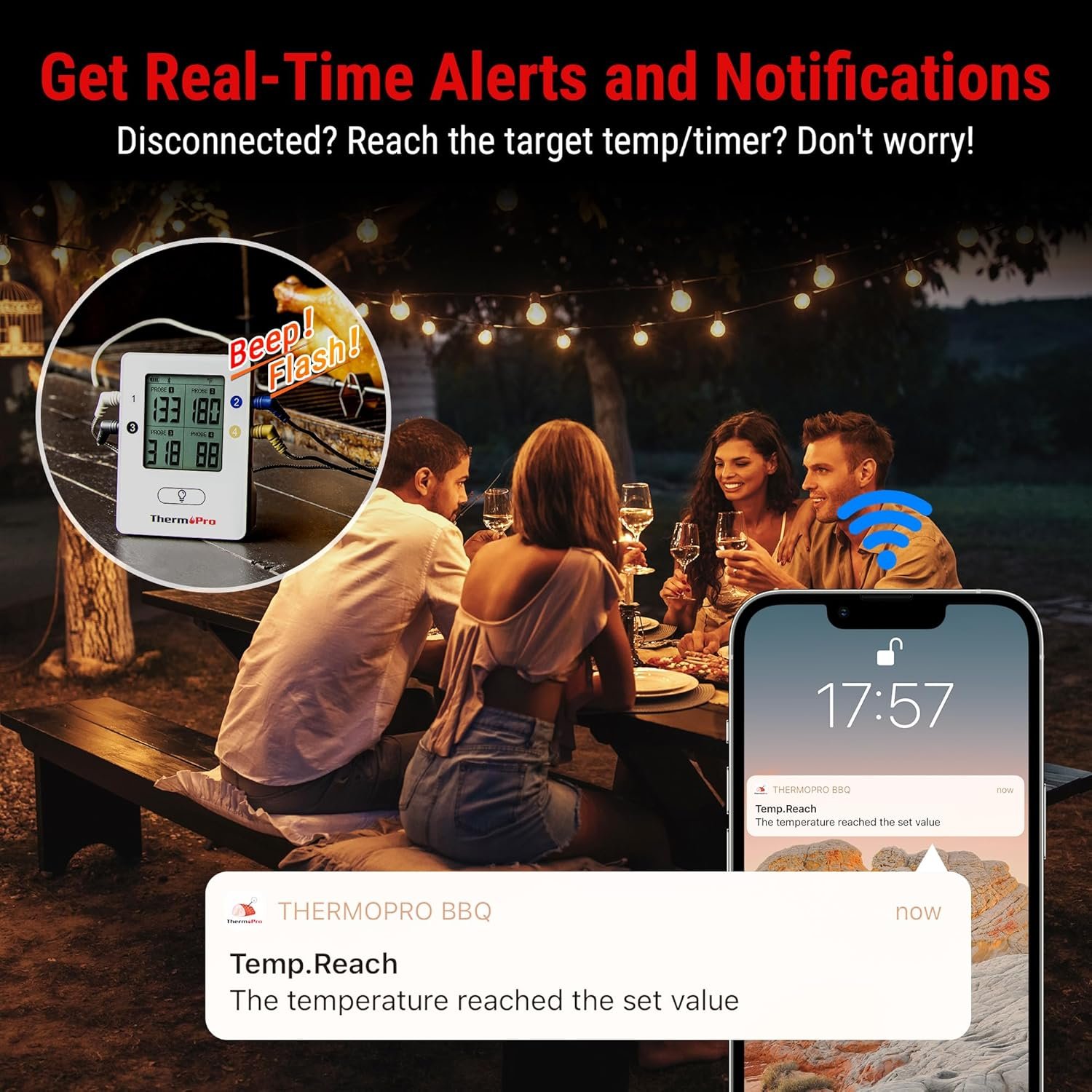 ThermoPro TP25 650FT Wireless Meat Thermometer with 4 Probes, Bluetooth Meat Thermometer for Cooking, BBQ Oven Food Smoker Thermometer Rechargeable - Image 5