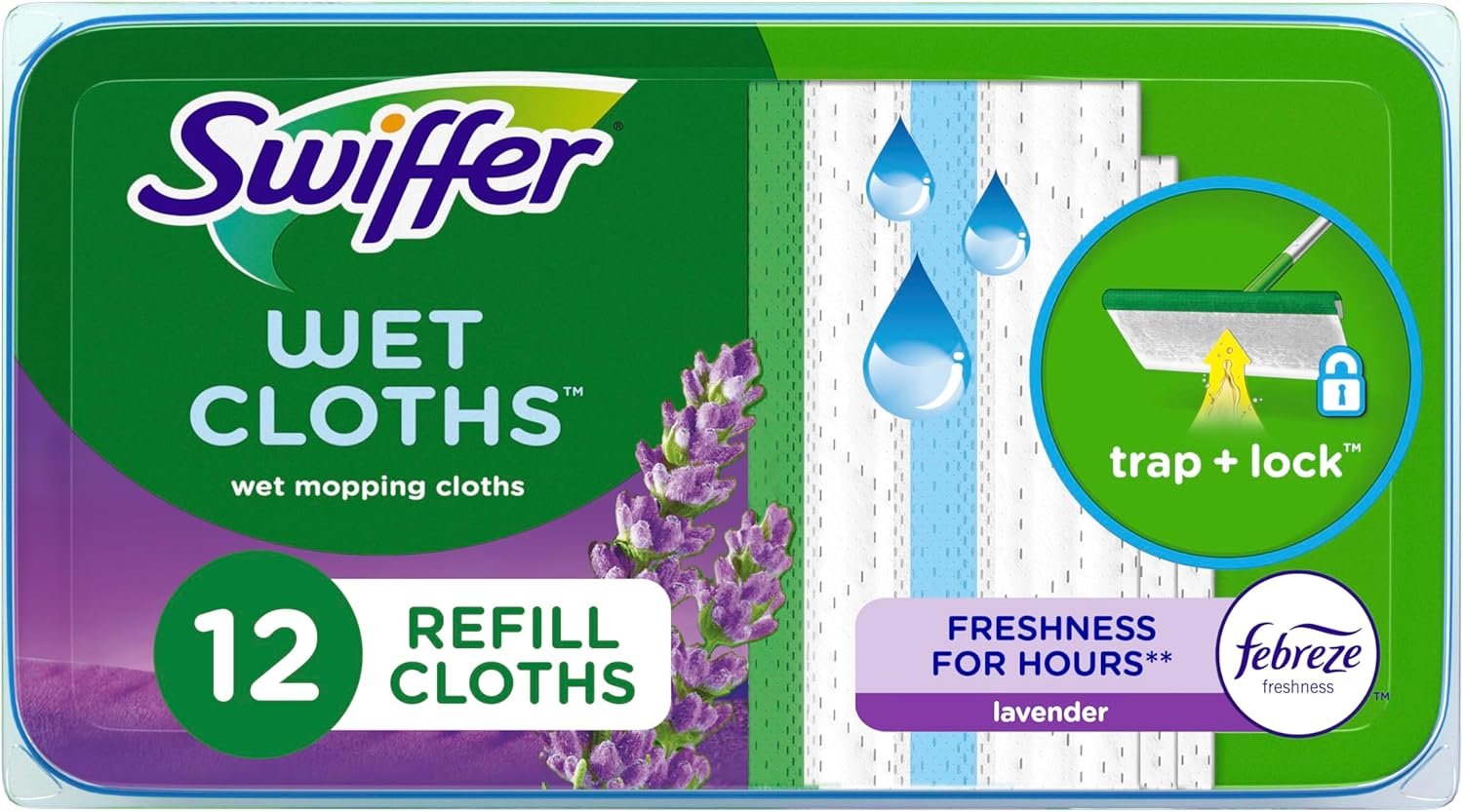 Swiffer Sweeper Wet Mopping Pad Refills for Floor Mop with Febreze Lavender Scent, 12 Count (Packaging May Vary) - Image 2