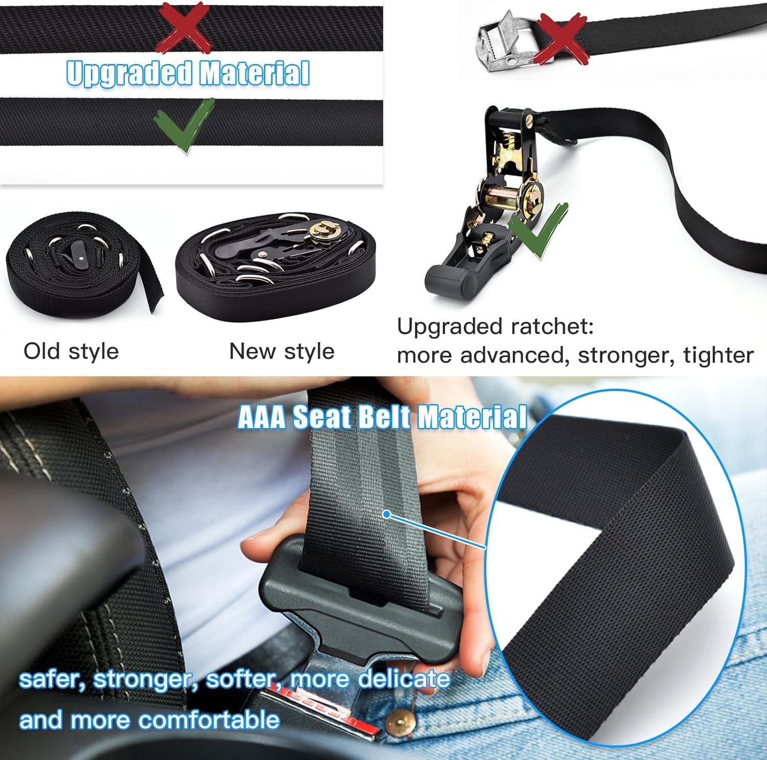 Brebebe Upgrade Door Anchor Strap for Resistance Bands Exercise, Multi Points Anchor Straps with 7 Loops+ 7 D rings, Home Gym Workout Equipments with Ratchet Adjust Tighten Straps Not loose, Sturdy - Image 5