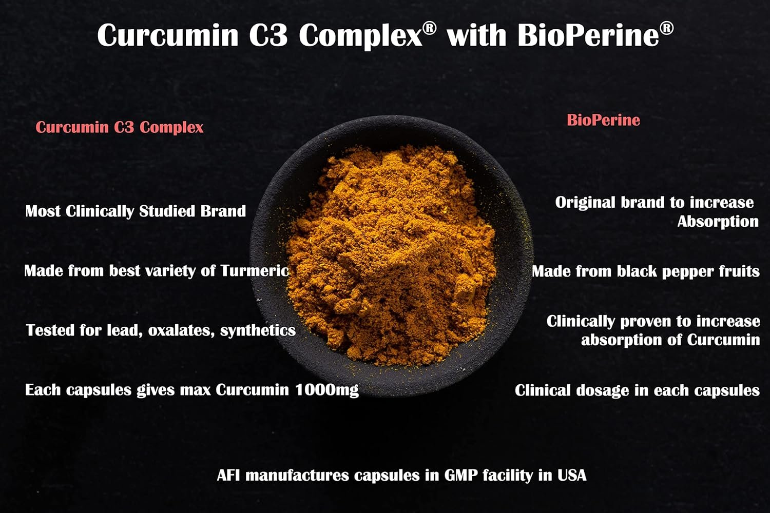 AFI Super Curcumin C3 Complex, 1000mg, Turmeric 95% no oxalates, Black Pepper Extract, Max Absorption for Joint Health, Vegetarian, Gluten-Free, Non-GMO - Image 5