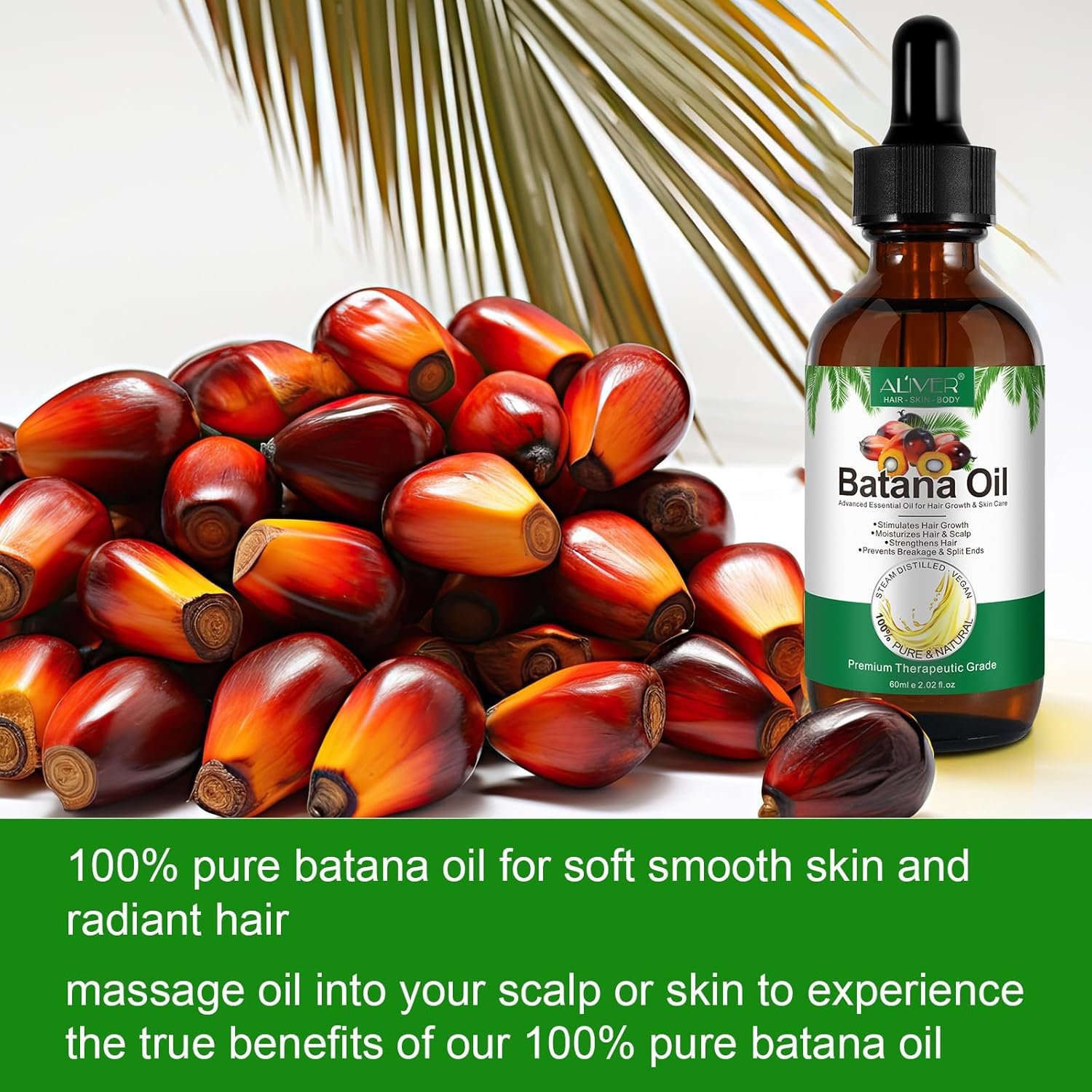Batana Oil for Hair Growth, Pure Organic Natural and Cold Pressed Hair Oil for Hydrating & Repairing Dry, Damaged Hair Skin Care, Face, Body - Image 4