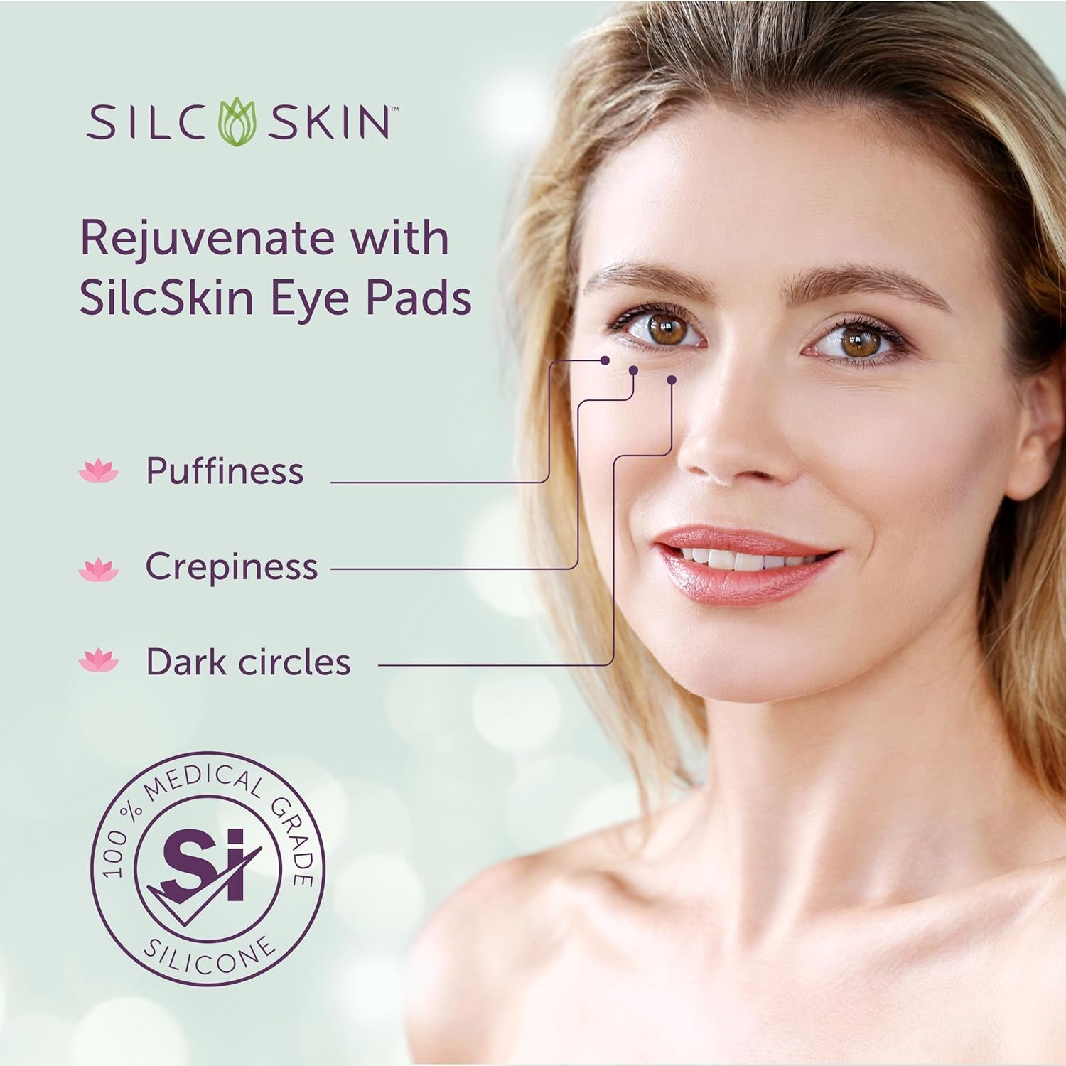 SilcSkin Silicone Eye Pads - Reusable Overnight Eye Patches, Medical-grade Silicone for Fine Lines, Crepey Skin, and Puffiness - 60 Day Supply - Image 3