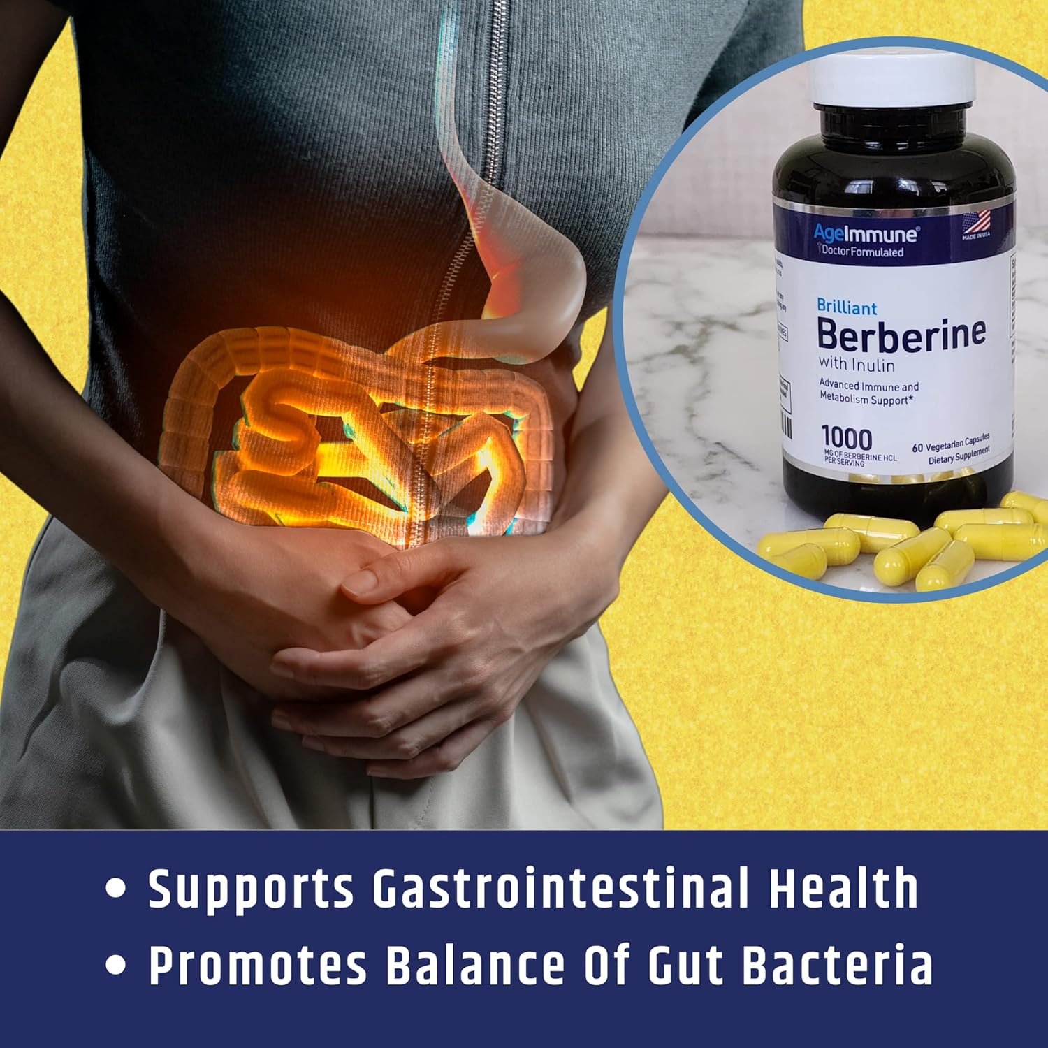 Berberine 1000mg Supplement Complex with Inulin Prebiotic - Each Capsule Contains Berberine 500mg - Doctor Formulated Supplements for High Absorption. - Image 10