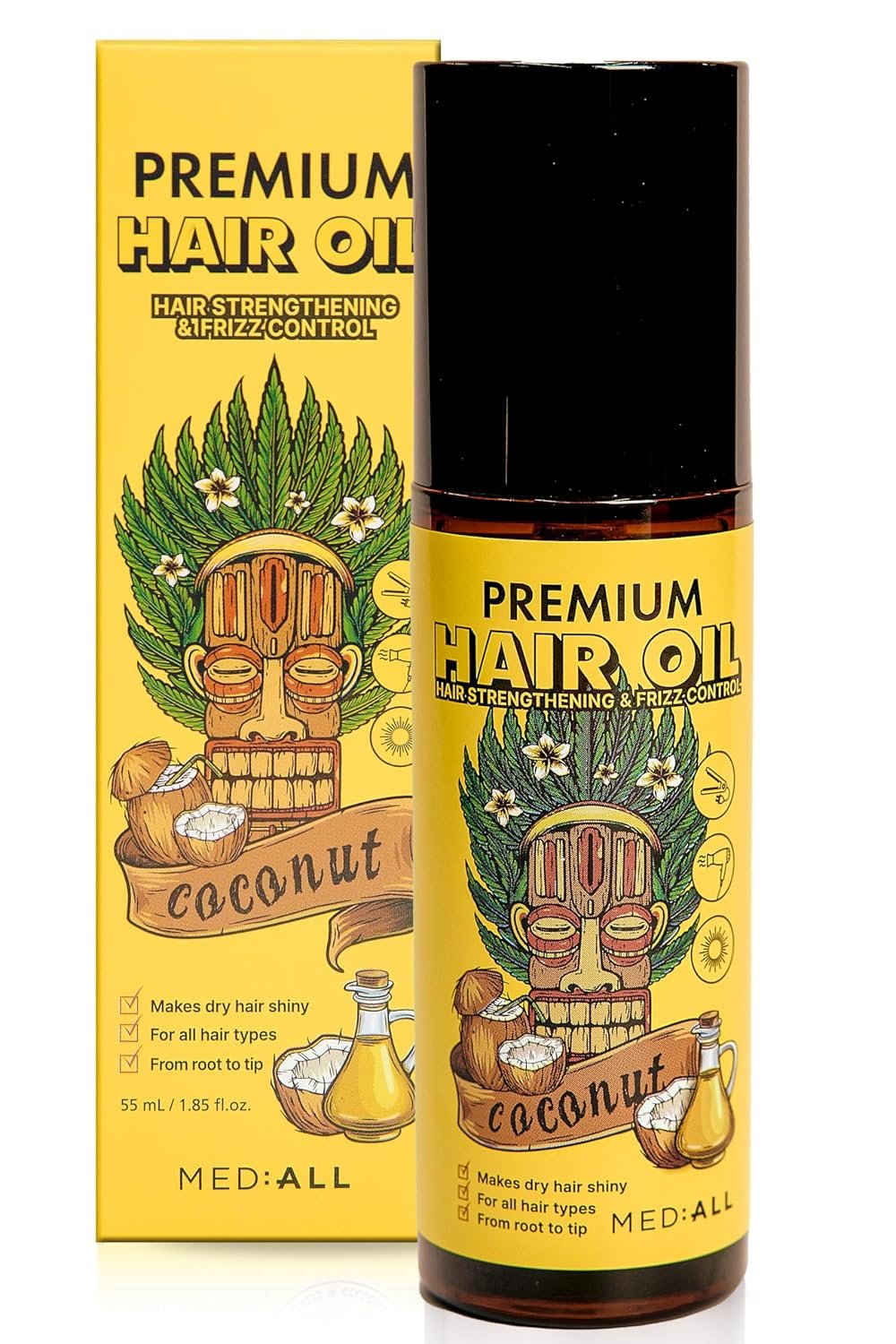 MEDIALL Intensive Hair Oil Serum for Frizzy & Damaged Hair |Hair Regrowth Tonic | Hydrating & Moisturizing Hair Growth Serum w/Coconut, Argan, Avocado, Camellia Seed & Olive Oils (1.85 fl oz) - Image 2