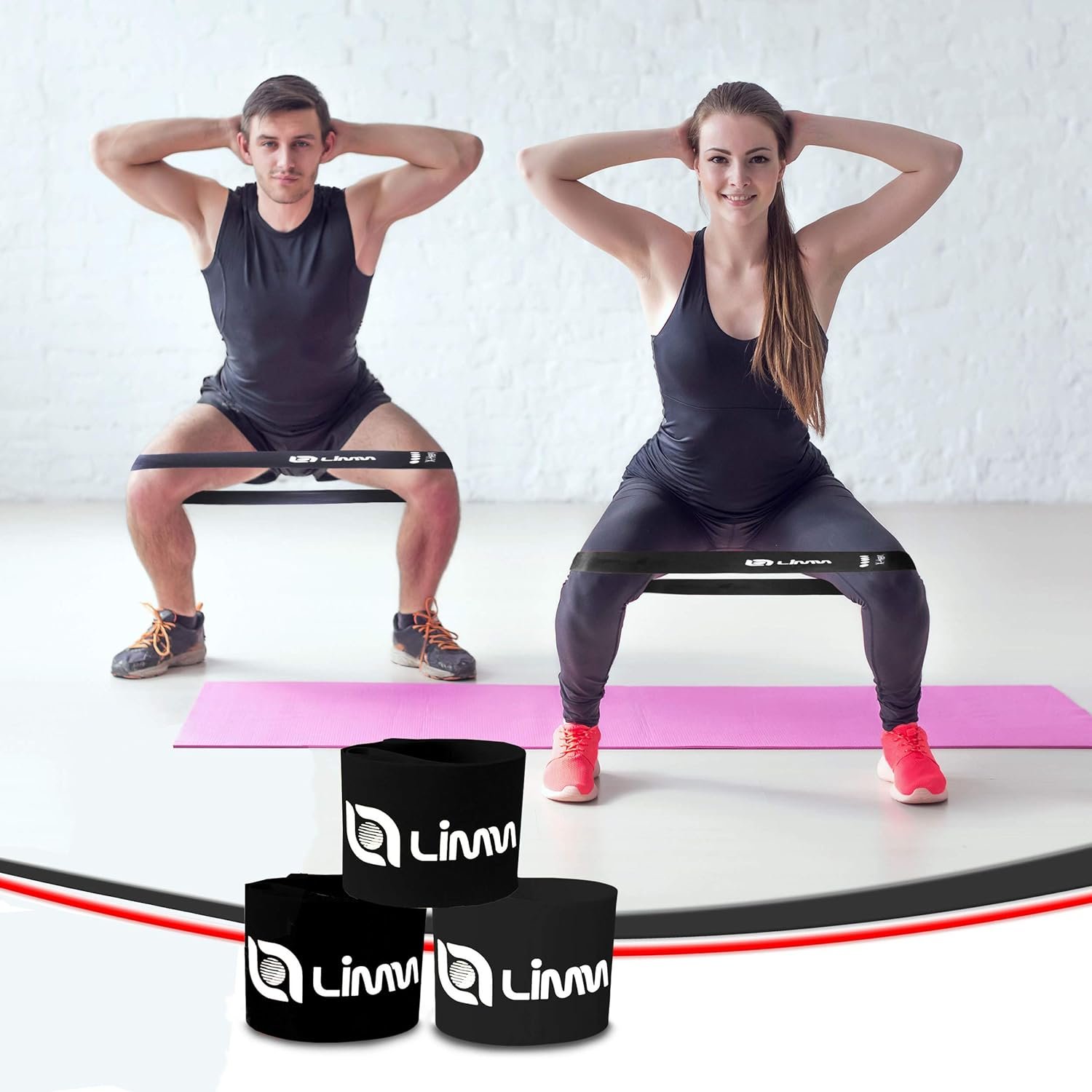 Limm Resistance Loop Exercise Bands - Set of 3 Bands for Working Out with Instruction Guide & Carry Bag - Mini Resistance Bands for Home Workouts, 12" x 2" - Image 4