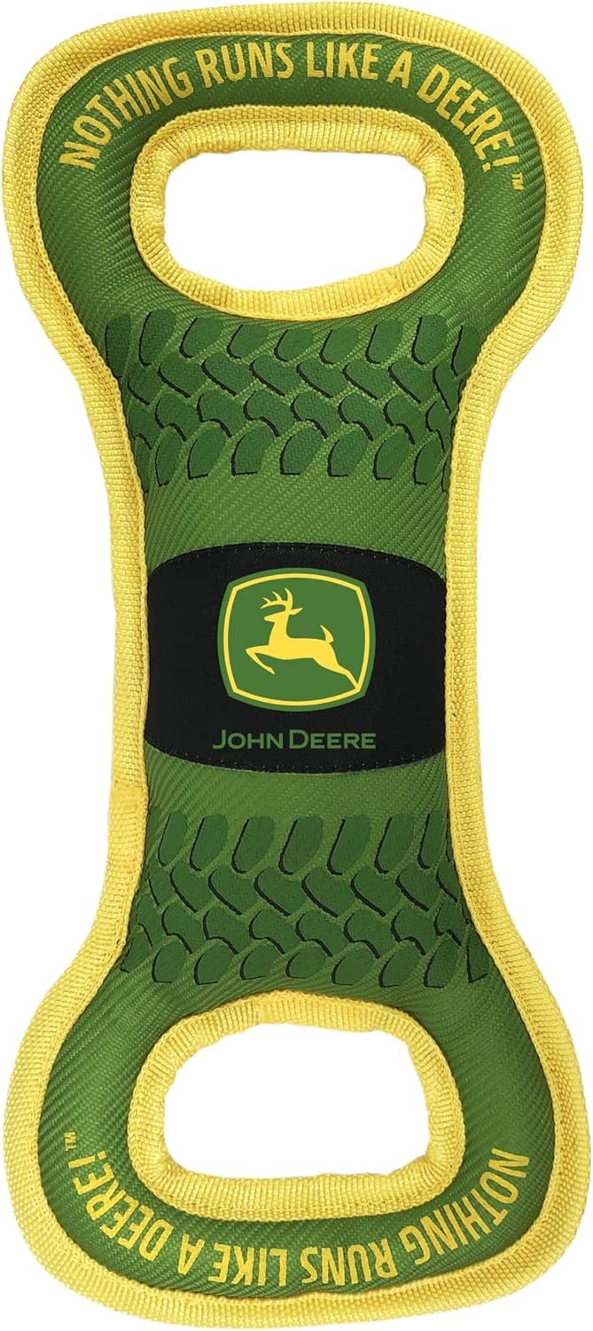 Pets First John Deere Dog Squeak TUG Toy Tough-Nylon Bone Toy for Dogs & Cats. Durable Sturdy PET Toy with John Logo. Best Dog Field Toy for Dog Owners, Farmers, Builders, Etc.., Green (JOD-3030) - Image 2