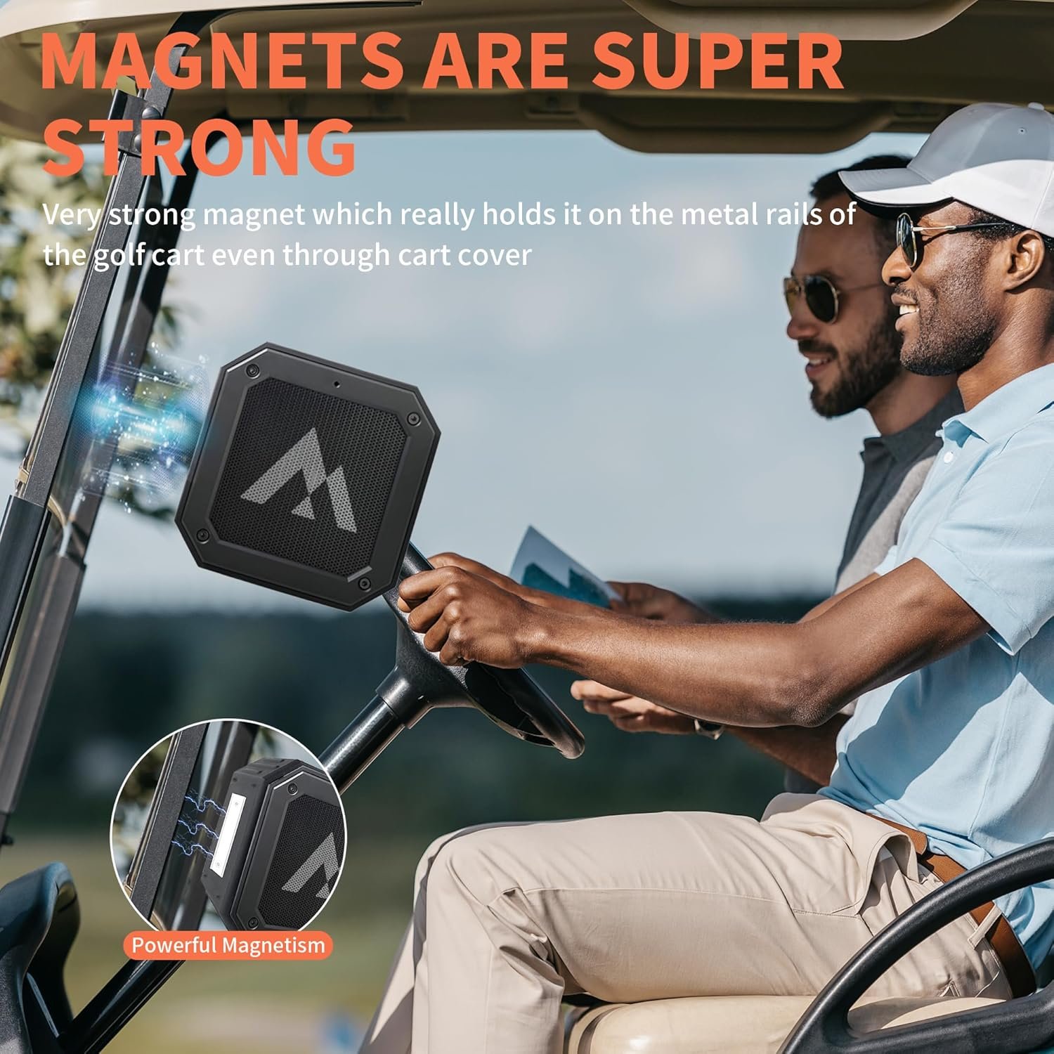 Magnetic Golf Speaker with Storage Case, IPX7 Portable Golf Cart Speaker 24H Playtime, 18W Loud Stereo Sound Magnetic Bluetooth Speaker for Golf Cart Accessories, Golf Gifts for Men - Image 4