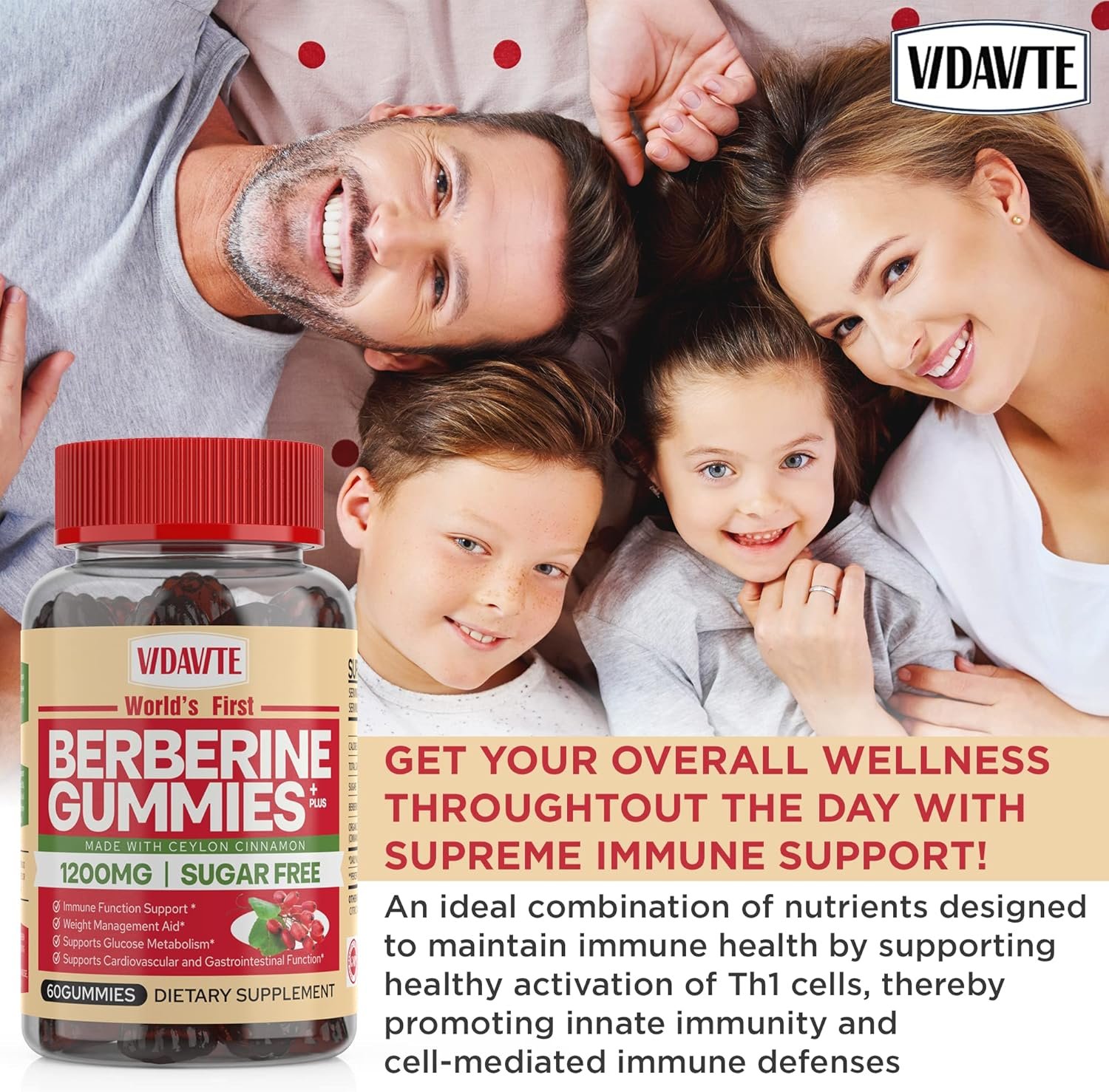 Berberine with Ceylon Cinnamon Gummies — Sugar-free, 98% Pure & 10x Absorption — 1200mg Organic Berberine Supplement for Weight Loss, Immunity, Cardiac, Metabolic & Digestive Health (30 Days) - Image 6