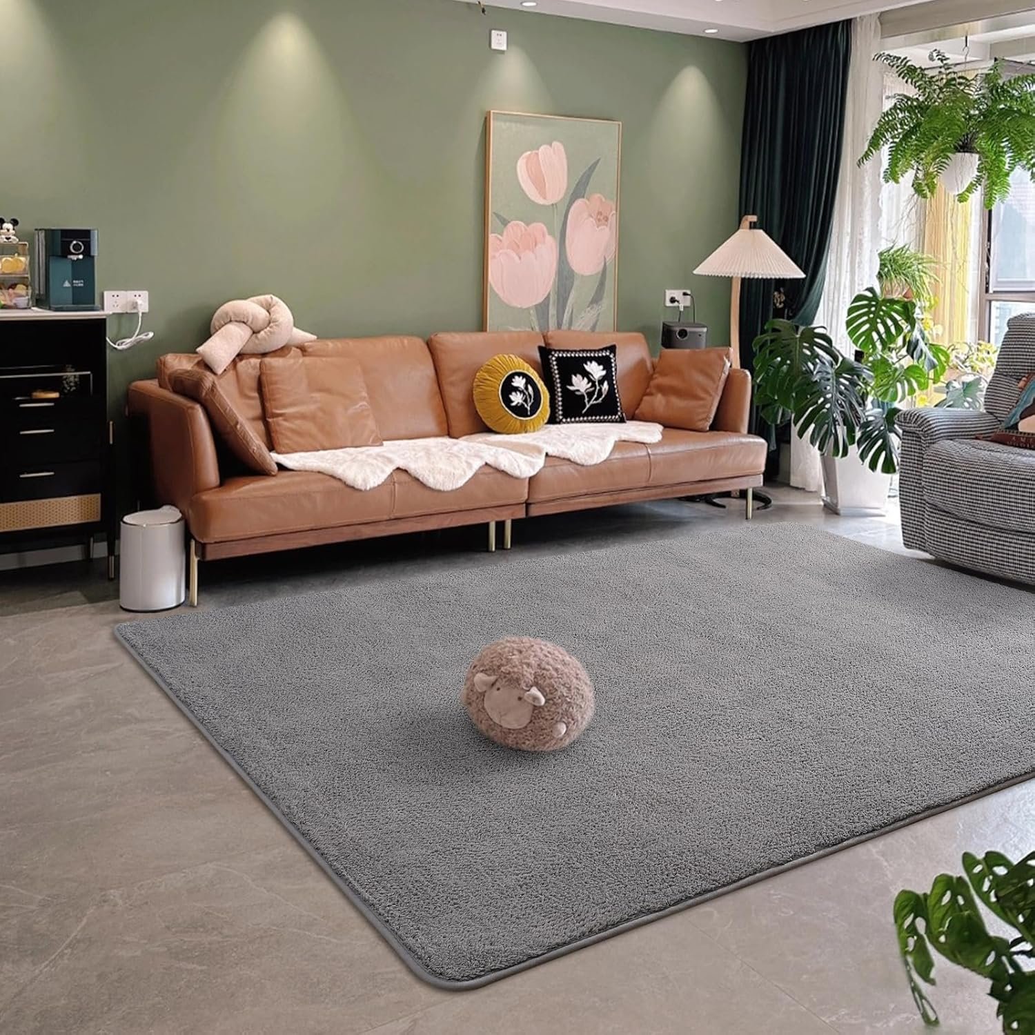 DweIke Large Area Rugs for Bedroom Living Room, 6x9 ft Thickened Memory-Foam Indoor Carpets, Minimalist Style Carpet Suitable for Boys Girls and Adults with Super Soft Touch, Washable Rug, Grey - Image 10