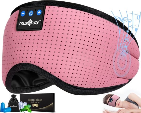 MUSICOZY Bluetooth 5.2 Sleep Headphones Eye Mask, Breathable Sleeping Headband Headphones with Wireless Earbuds Earphones for Side Sleepers Mom Women Cool Tech Unique Gifts Gadget - Image 2