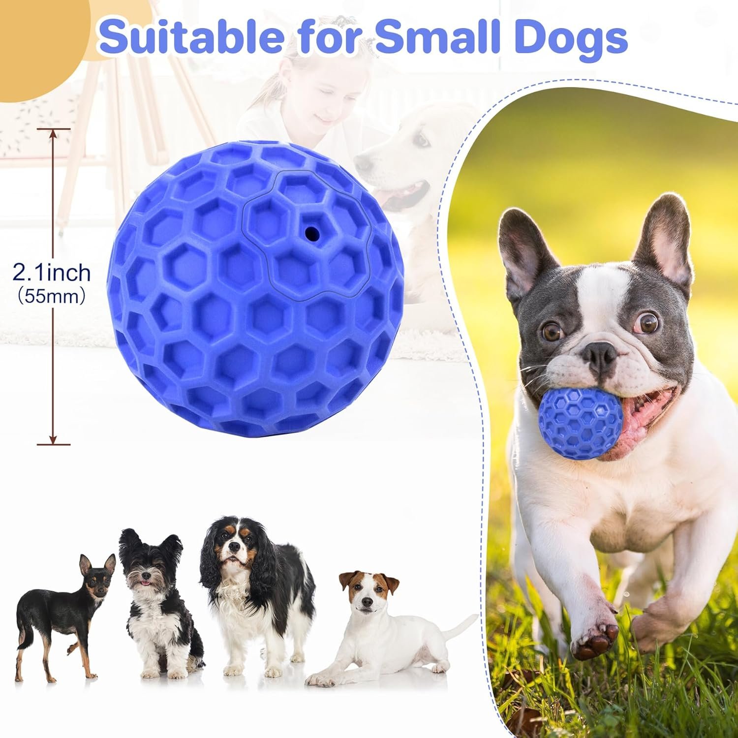 Tough Squeaky Dog Balls Puppy Toys, Interactive Dog Toys for Small Dogs, Puppy Chew Toys for Teething and Relax, Dog Chew Toy Small Balls Dog Toys for Small Breed, Outdoor Dog Toys for Dogs - Image 3